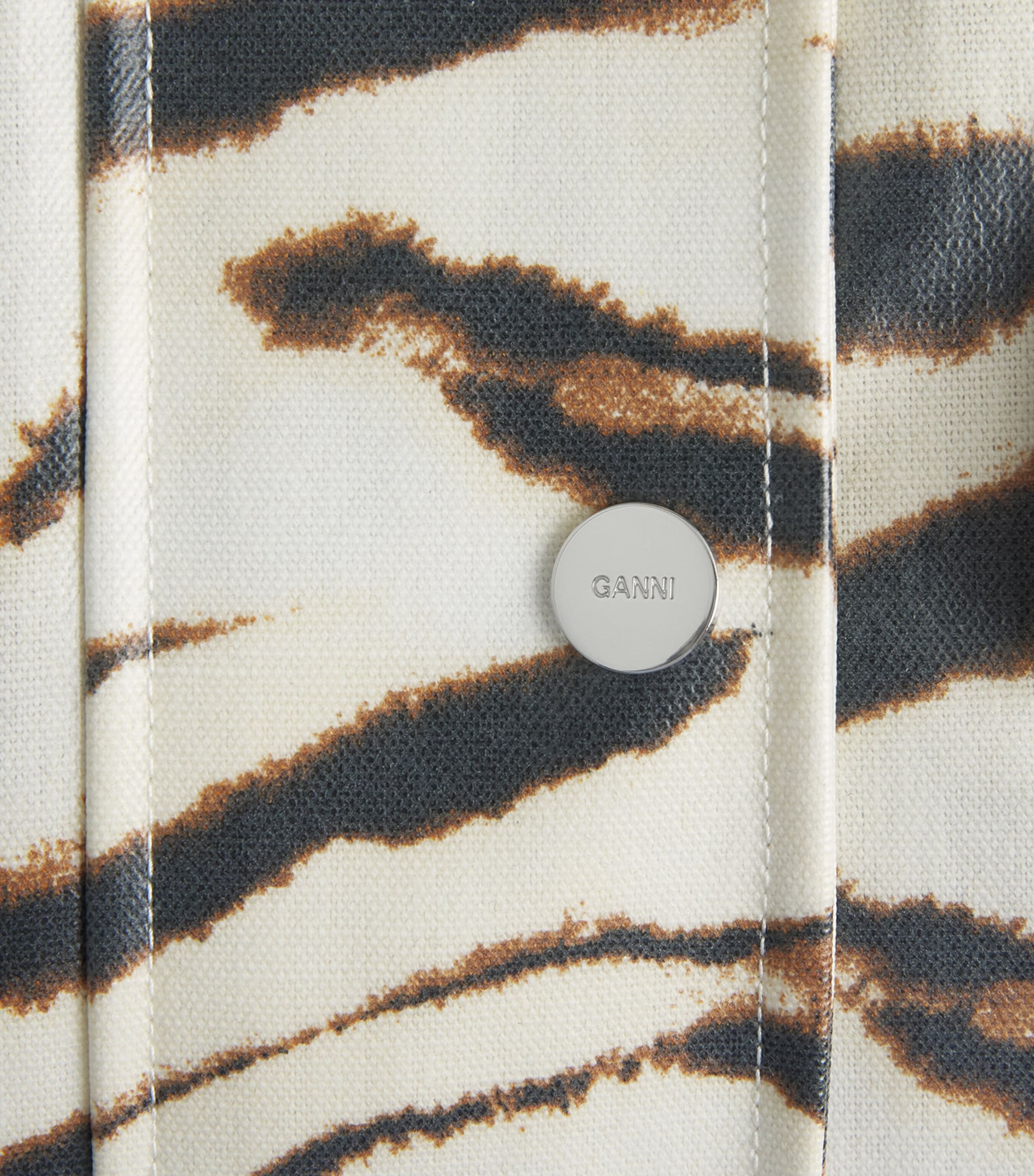 GANNI Womens Laminated Zebra Jacket Egret Image 6