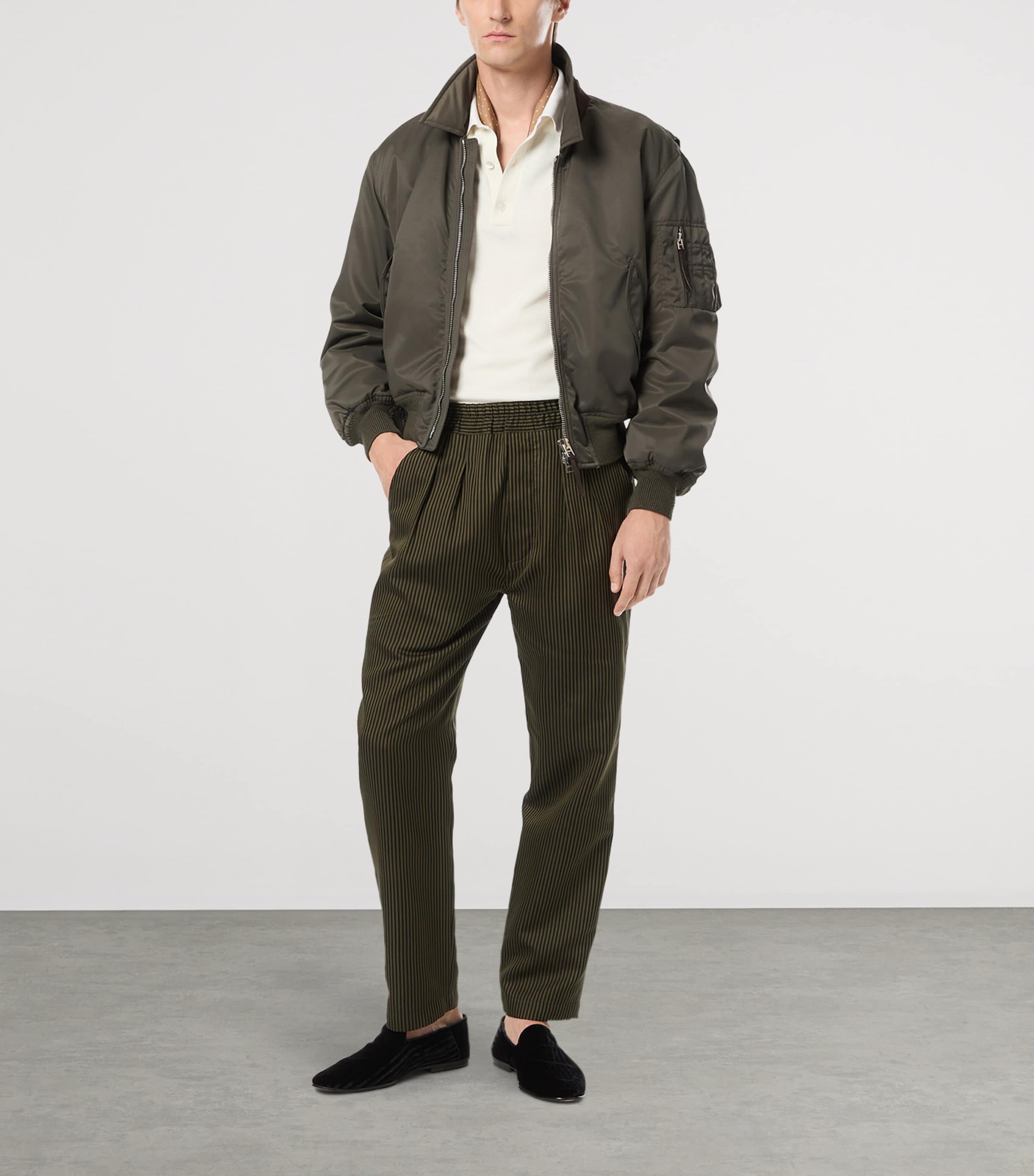 Cotton-Silk Stripe Tailored Trousers NNM Image 4