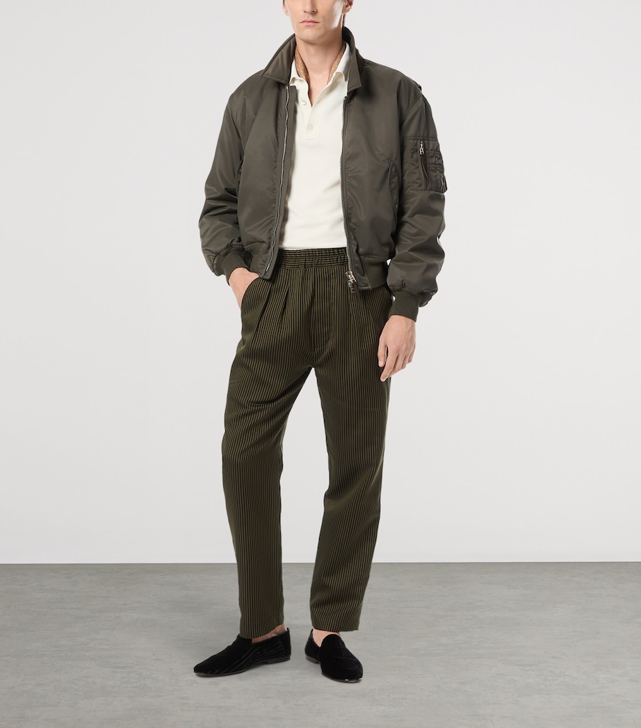 Cotton-Silk Stripe Tailored Trousers NNM Image 4