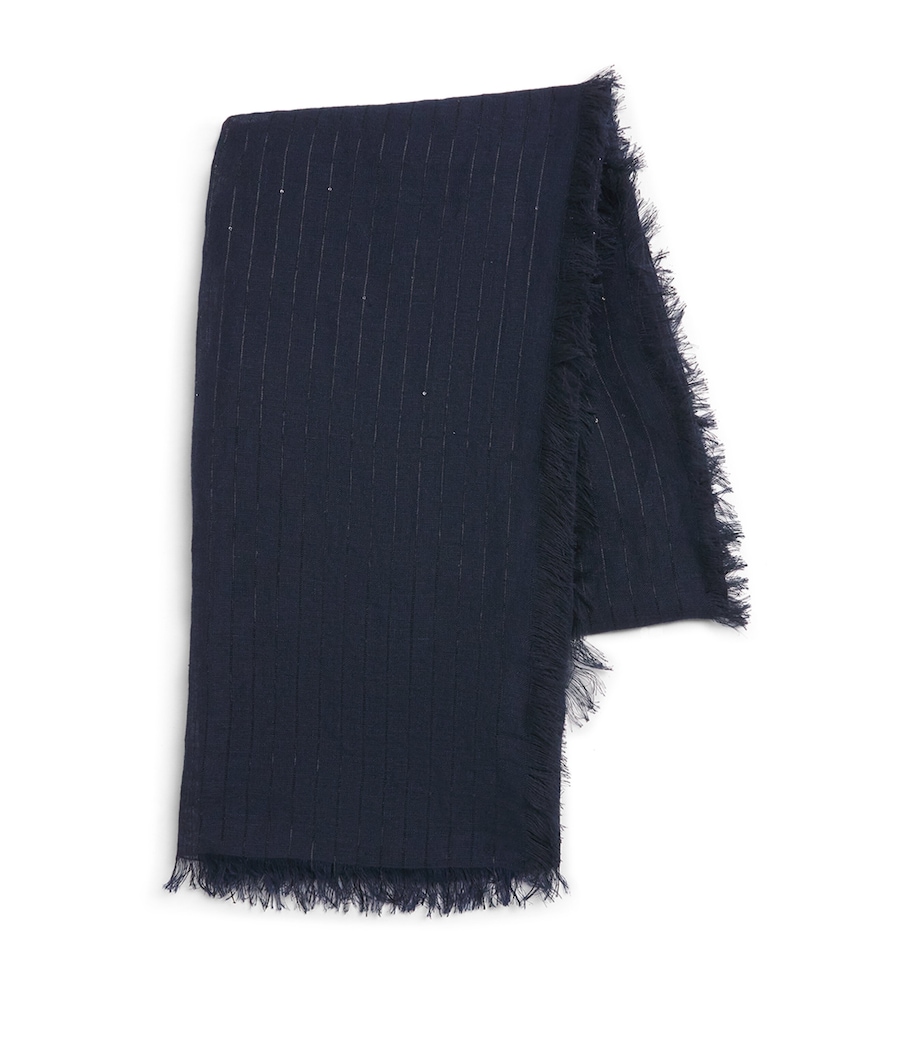 Fabiana Filippi Linen-Blend Embellished Shawl Blu Notte Image 1