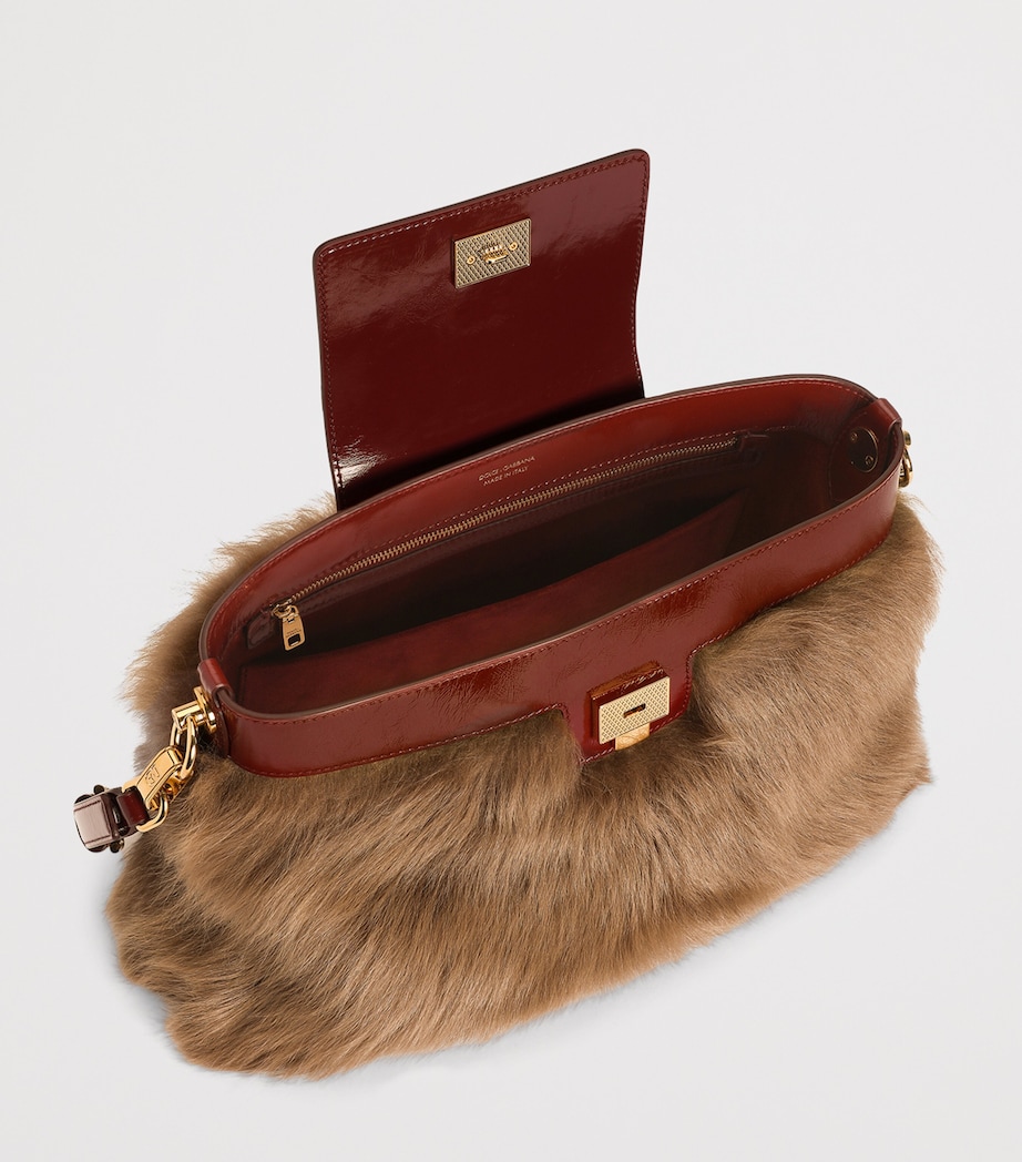 Dolce&Gabbana Fur and Leather Vittoria Shoulder Bag Rosa Anti Image 5