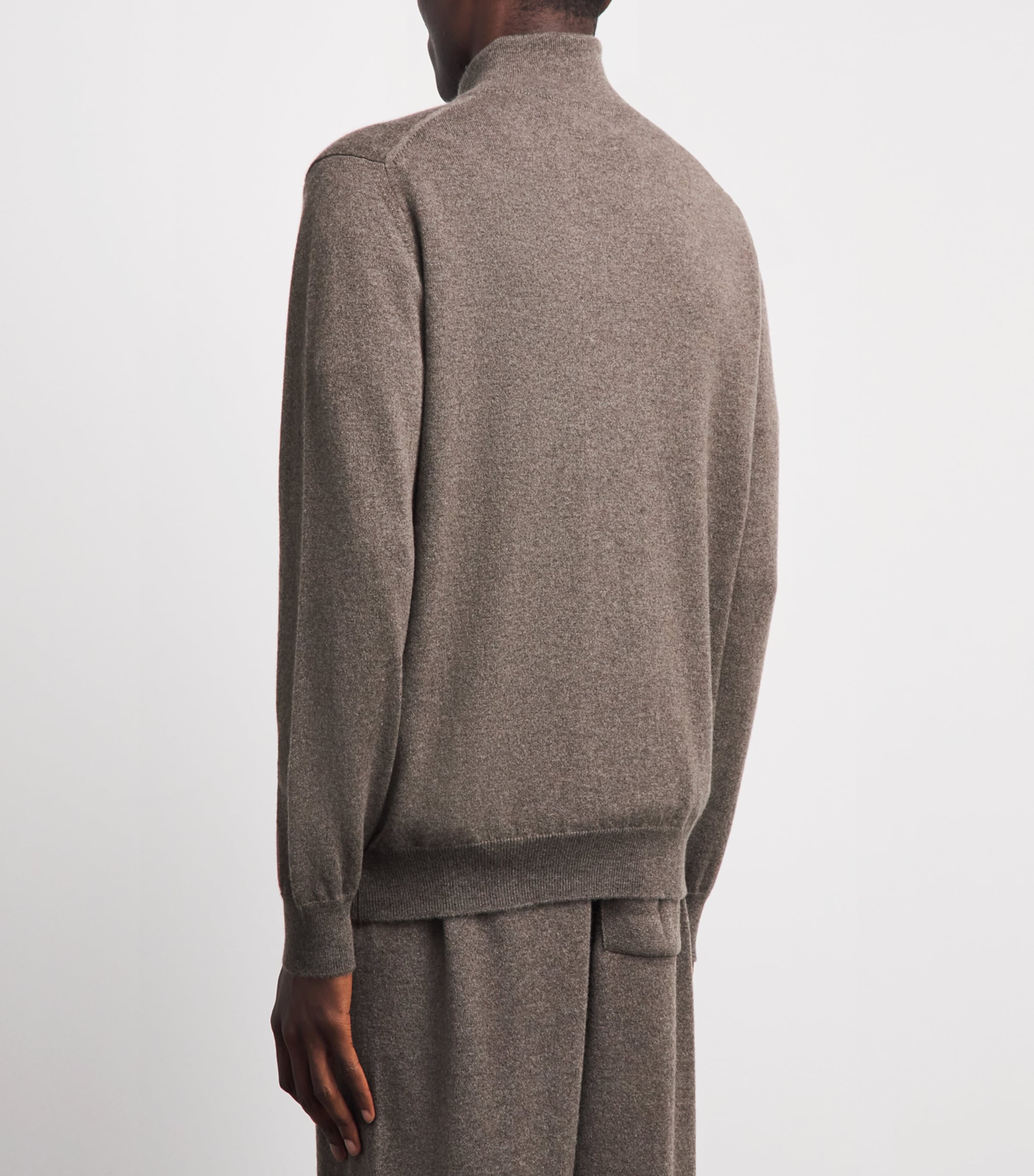 Johnstons Of Elgin Mens Cashmere Quarter-Zip Sweater Heathcot Image 5