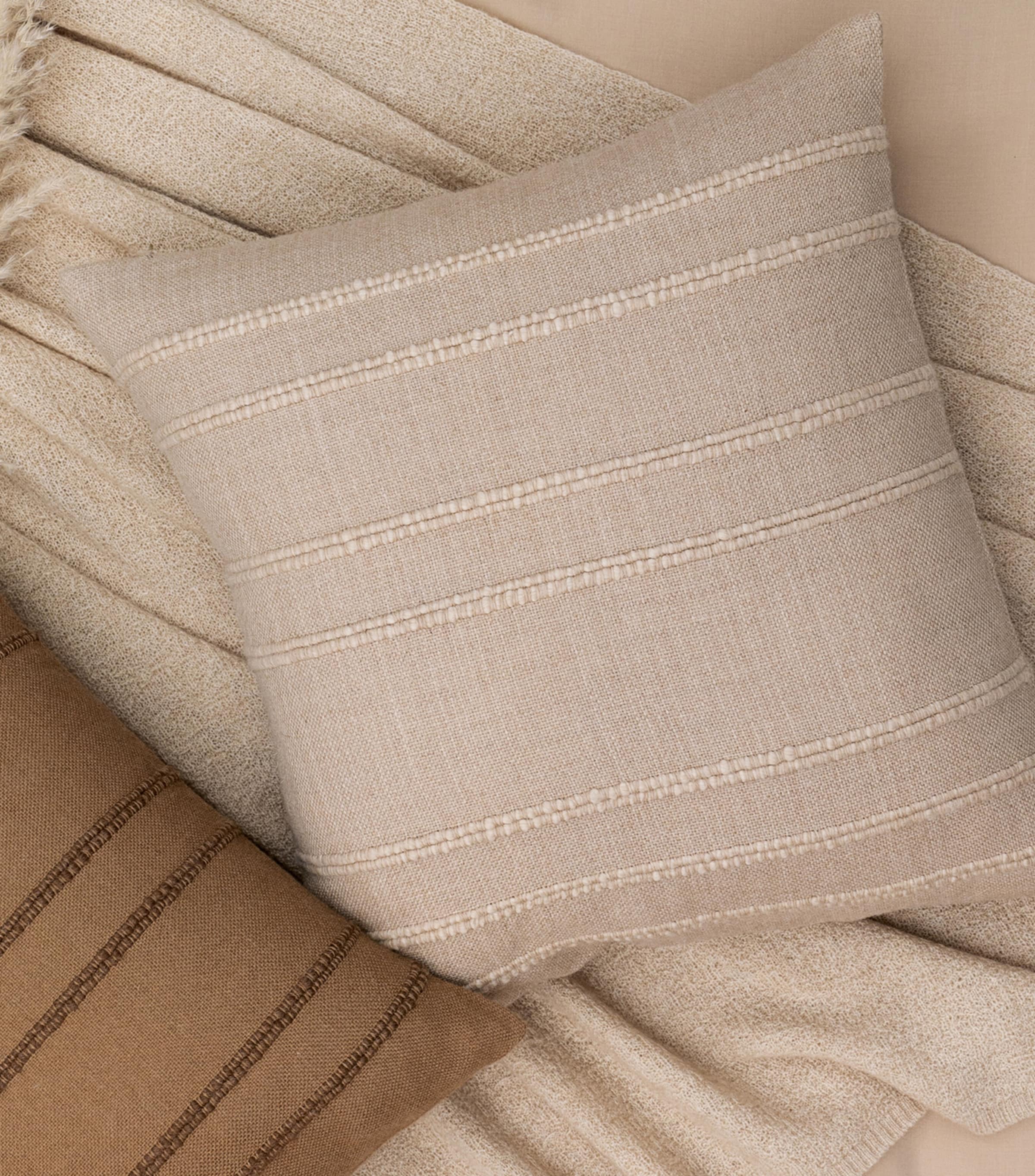 Hamam Wool Alpaca Ribbed Cushion Case (50cm x 50cm) Beige Image 2