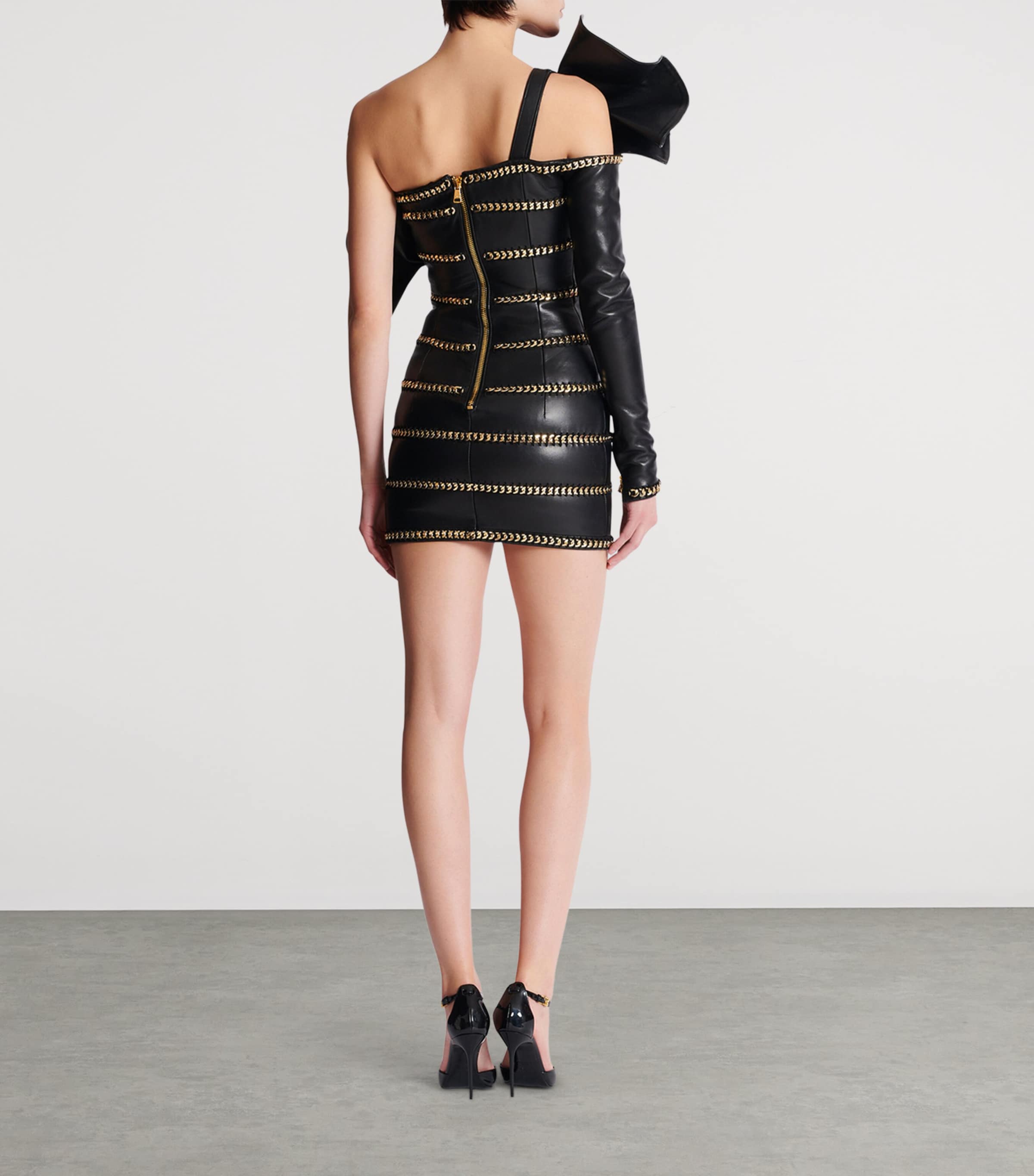 Leather Chain Mini Dress EAD NOIR/OR Image 3