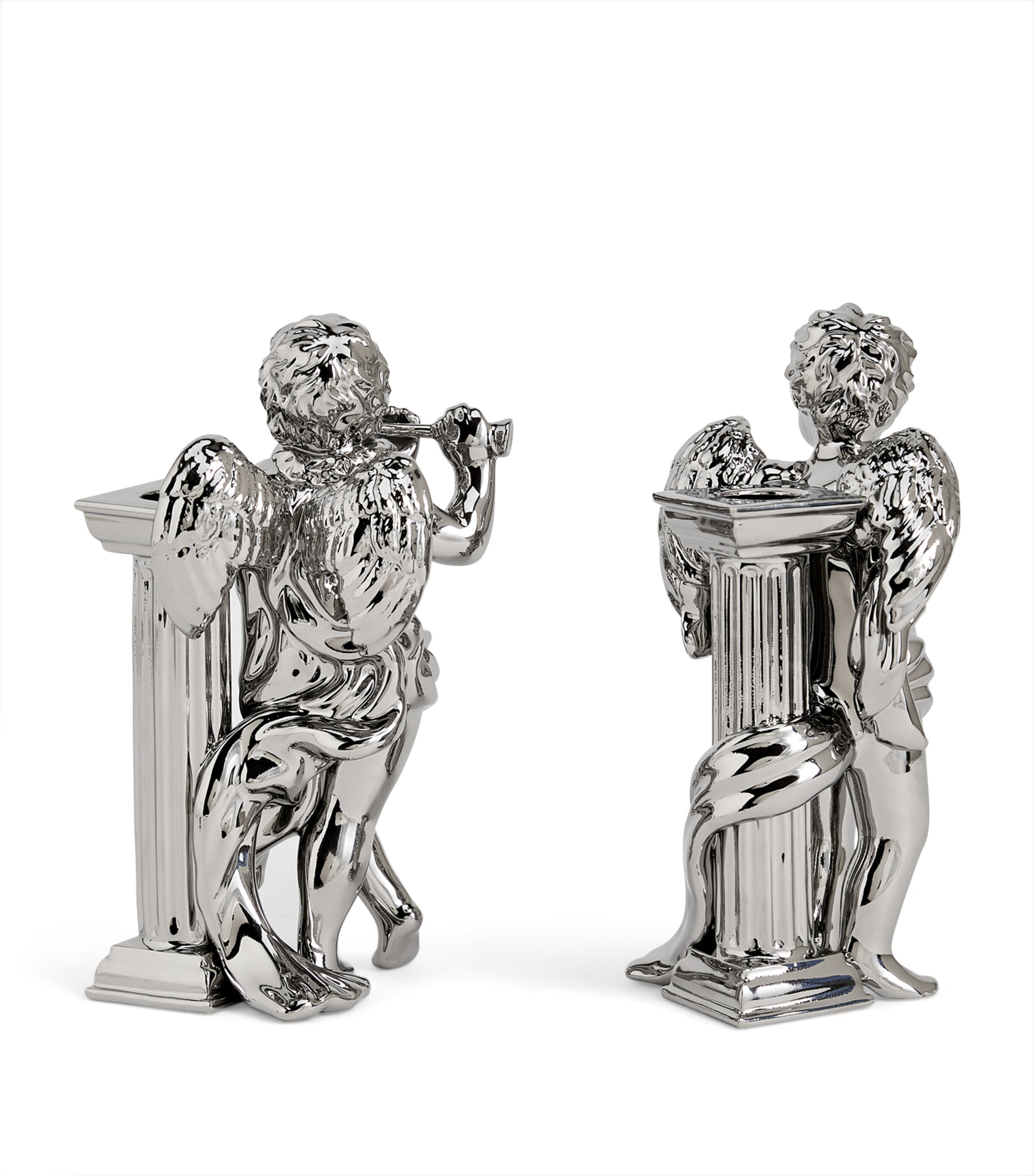 Wedgwood Festive Cherub Candlestick Holders (Set of 2) Silver Image 3