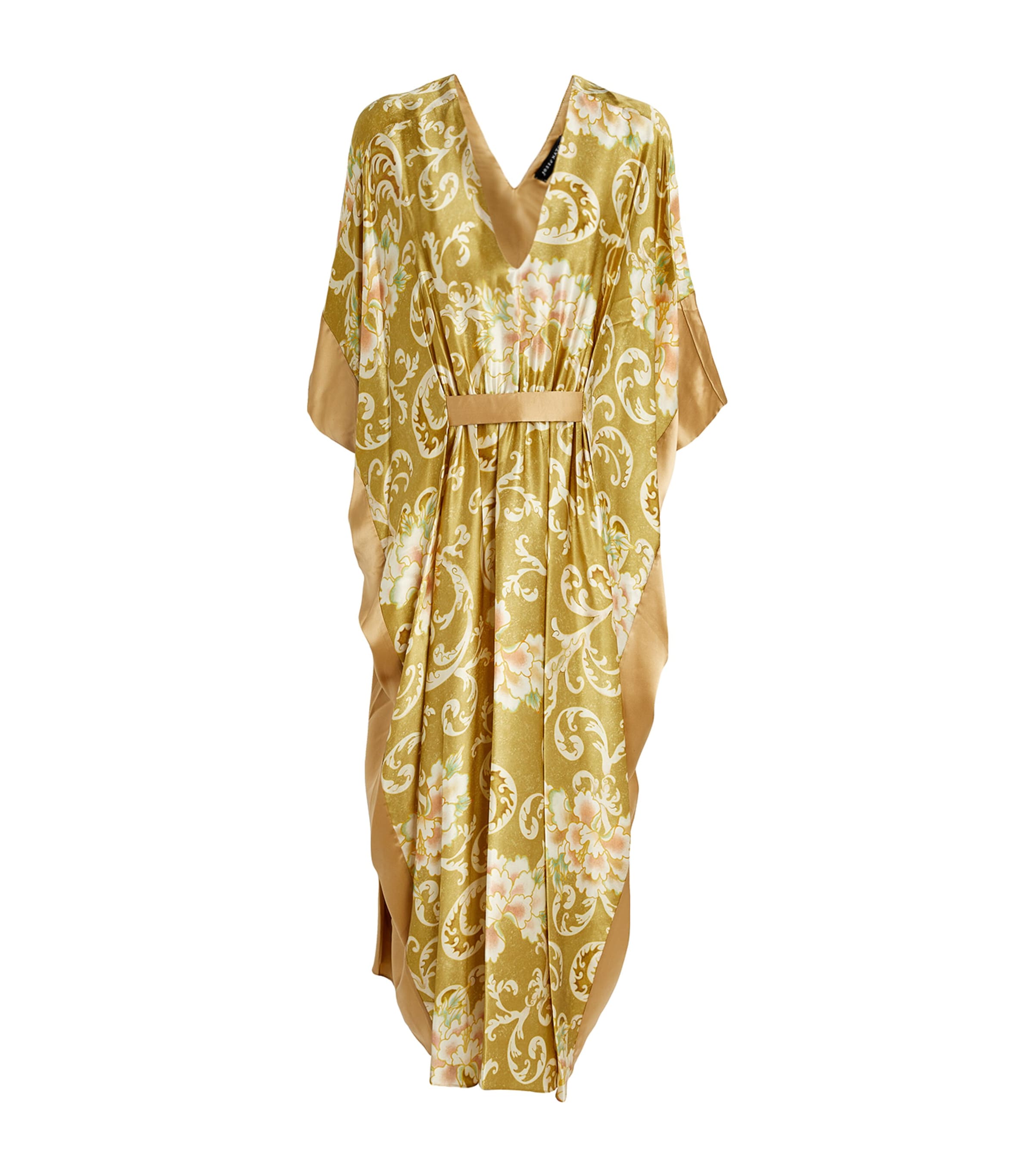 Shop Natori Silk Camille Midi Dress In Gold