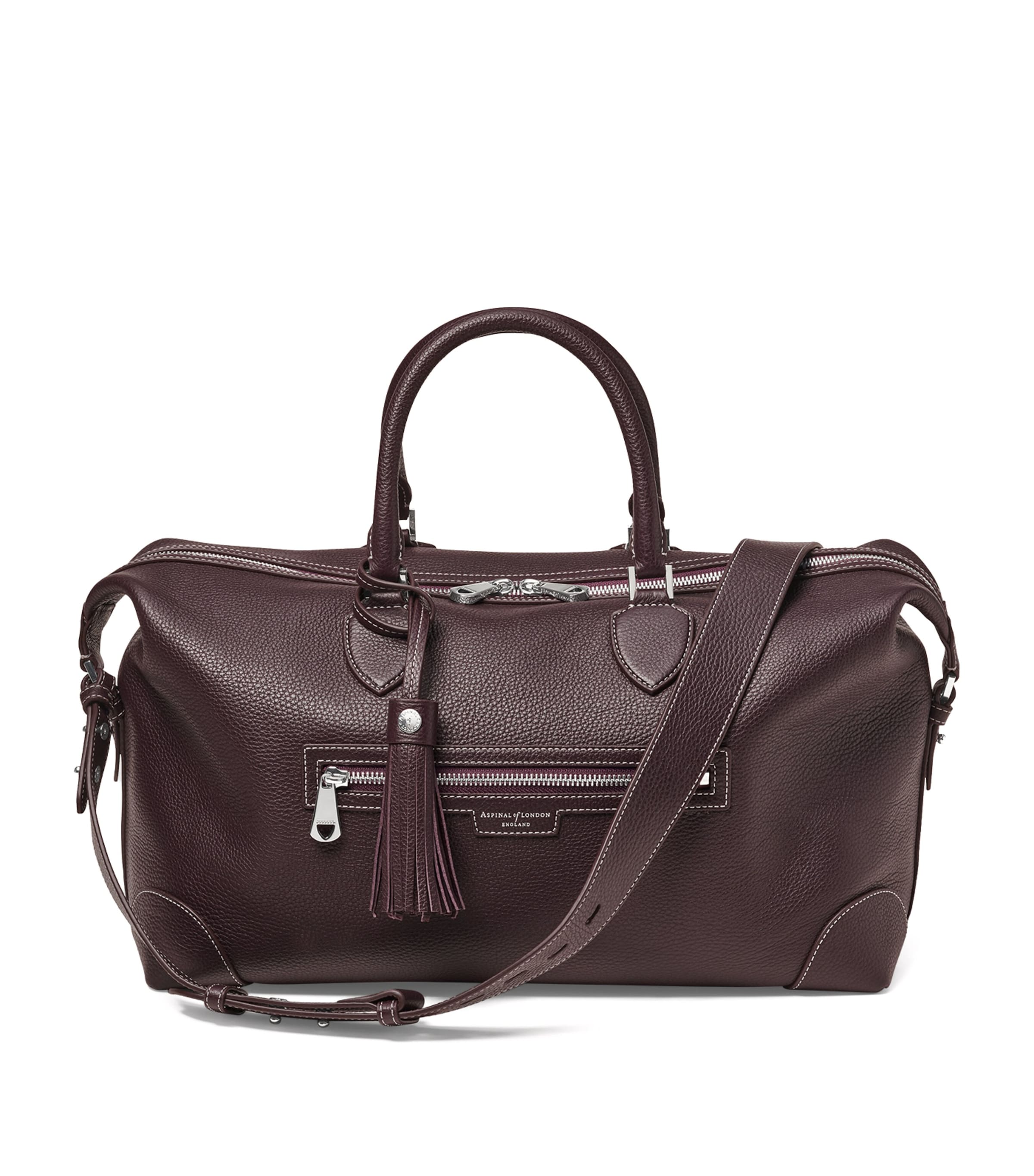 Aspinal Of London Leather Hudson Flight Bag In Burgundy
