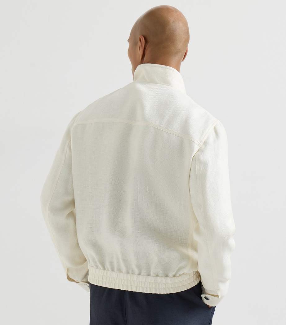 Silk-Linen-Wool Bomber Jacket C054 Image 3
