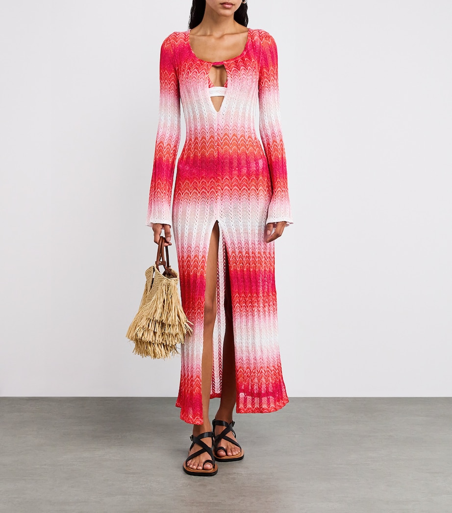 Ombré Keyhole-Detail Maxi Dress S416Z MULTI RED Image 2