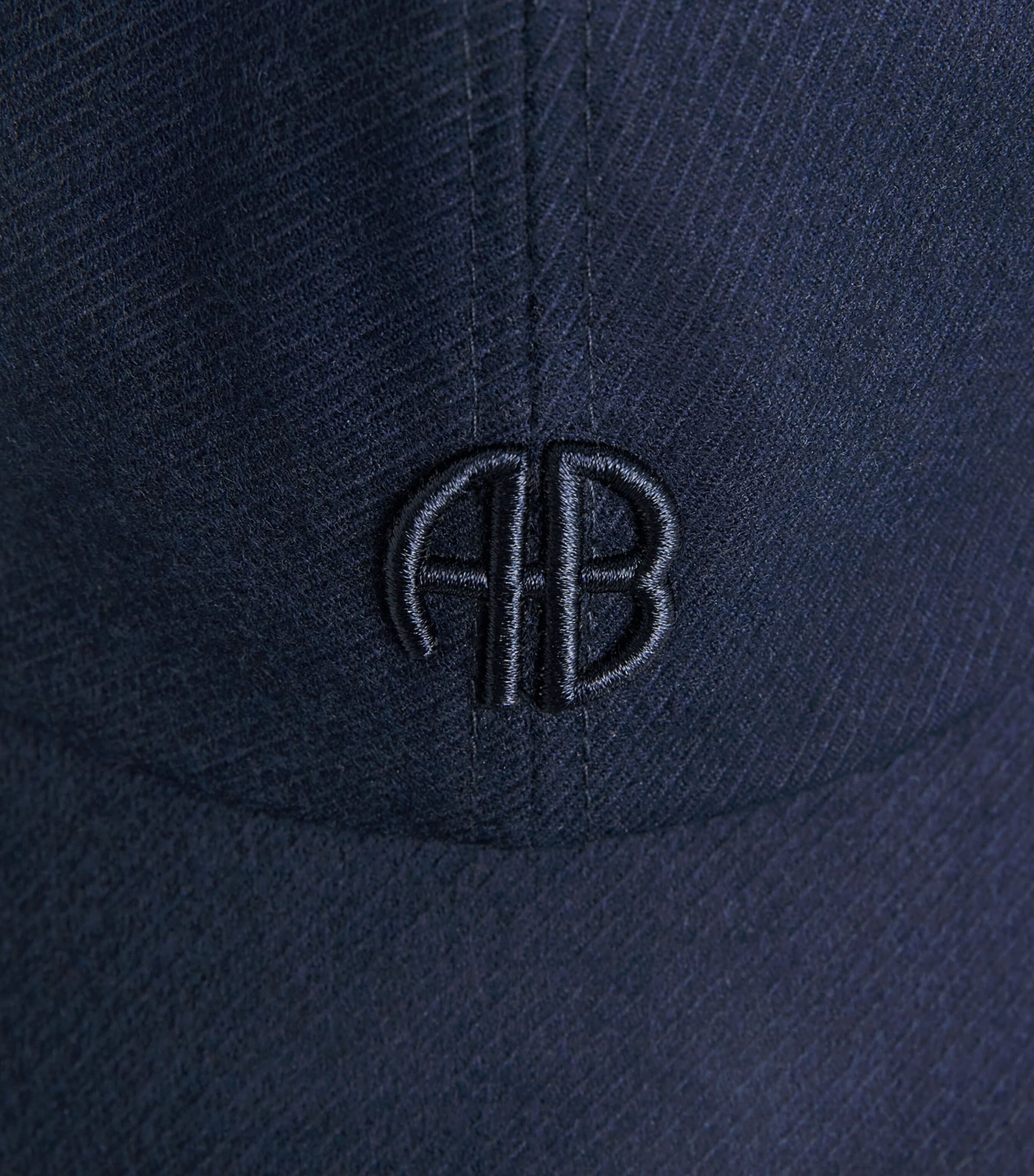 ANINE BING Embroidered Jeremy Baseball Cap Navy Wool Image 4