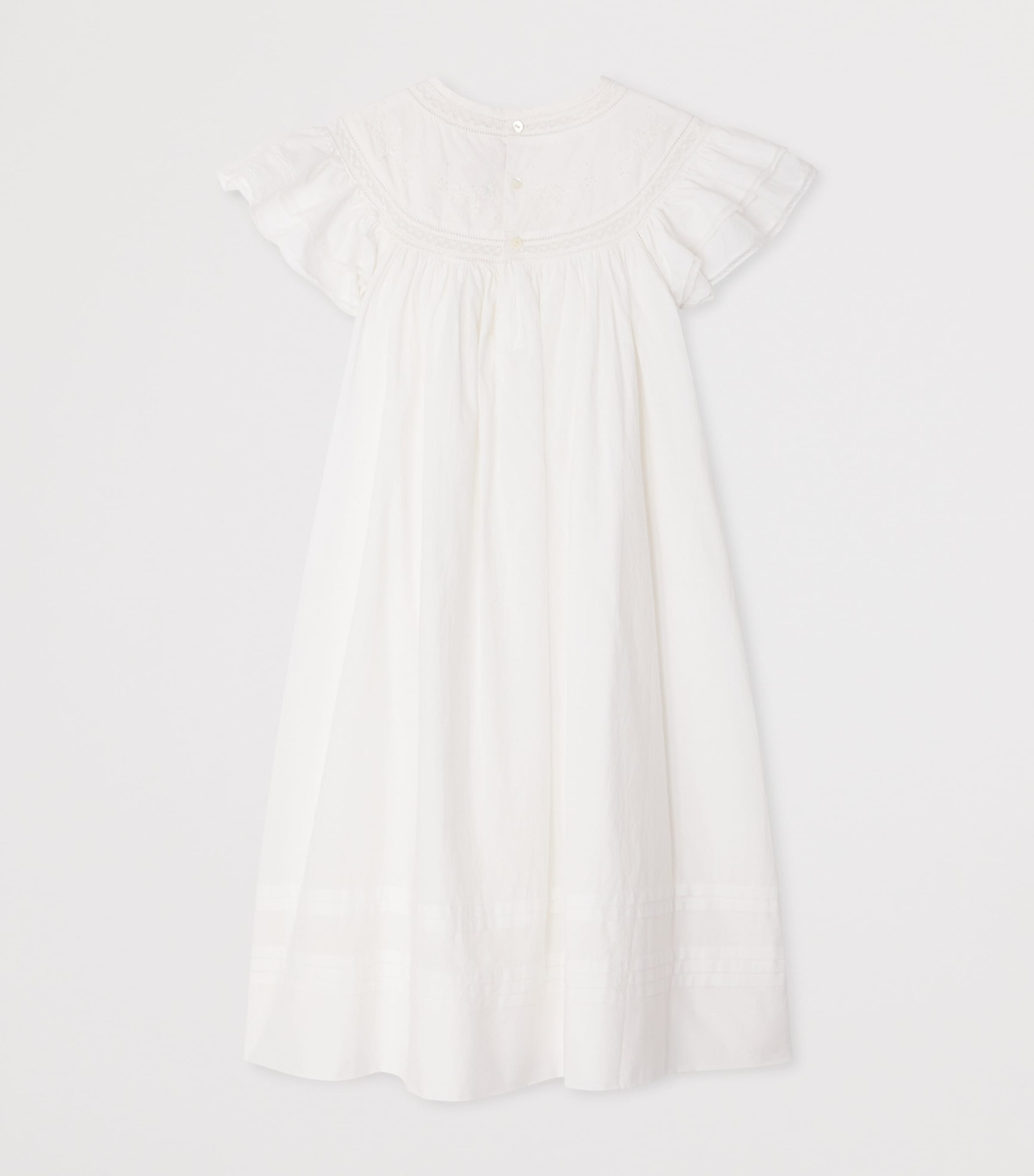 Cotton Embroidered Dress (10-14 Years) UPB BLANC LAIT Image 2