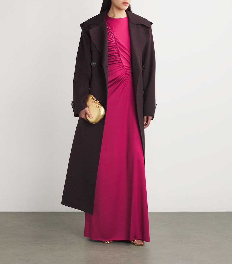 Long-Sleeve Ruched Maxi Dress CHERRY Image 2