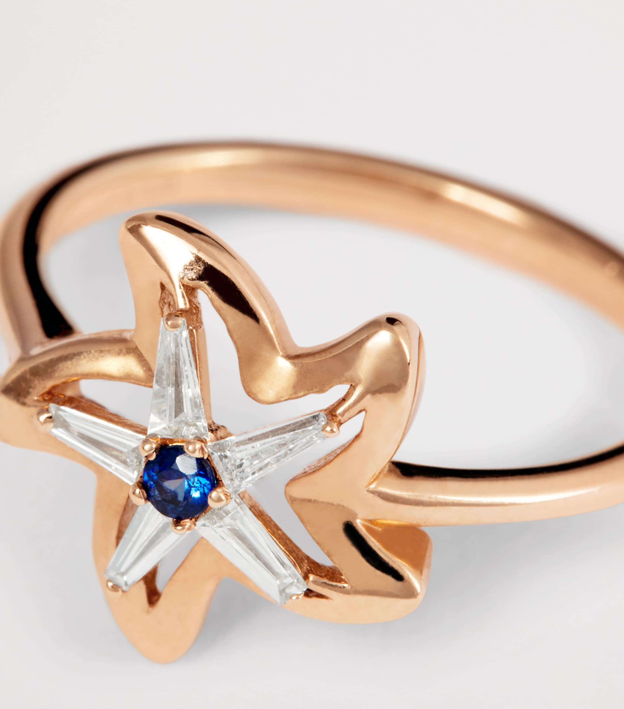 Rose Gold, Diamond and Sapphire Starfish Ring ROSE GOLD Image 5