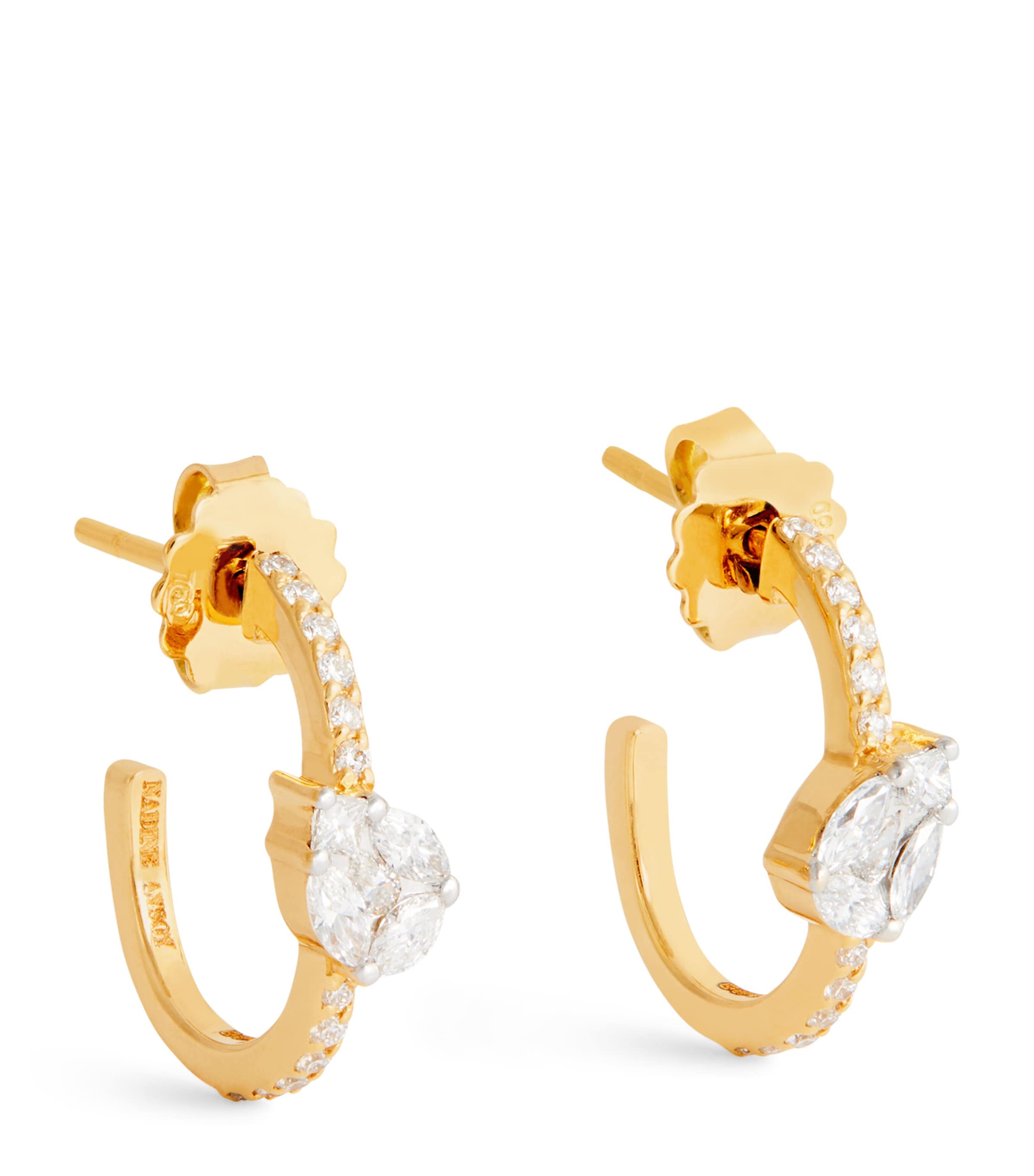 Nadine Aysoy Yellow Gold And Diamond Catena Illusion Hoop Earrings