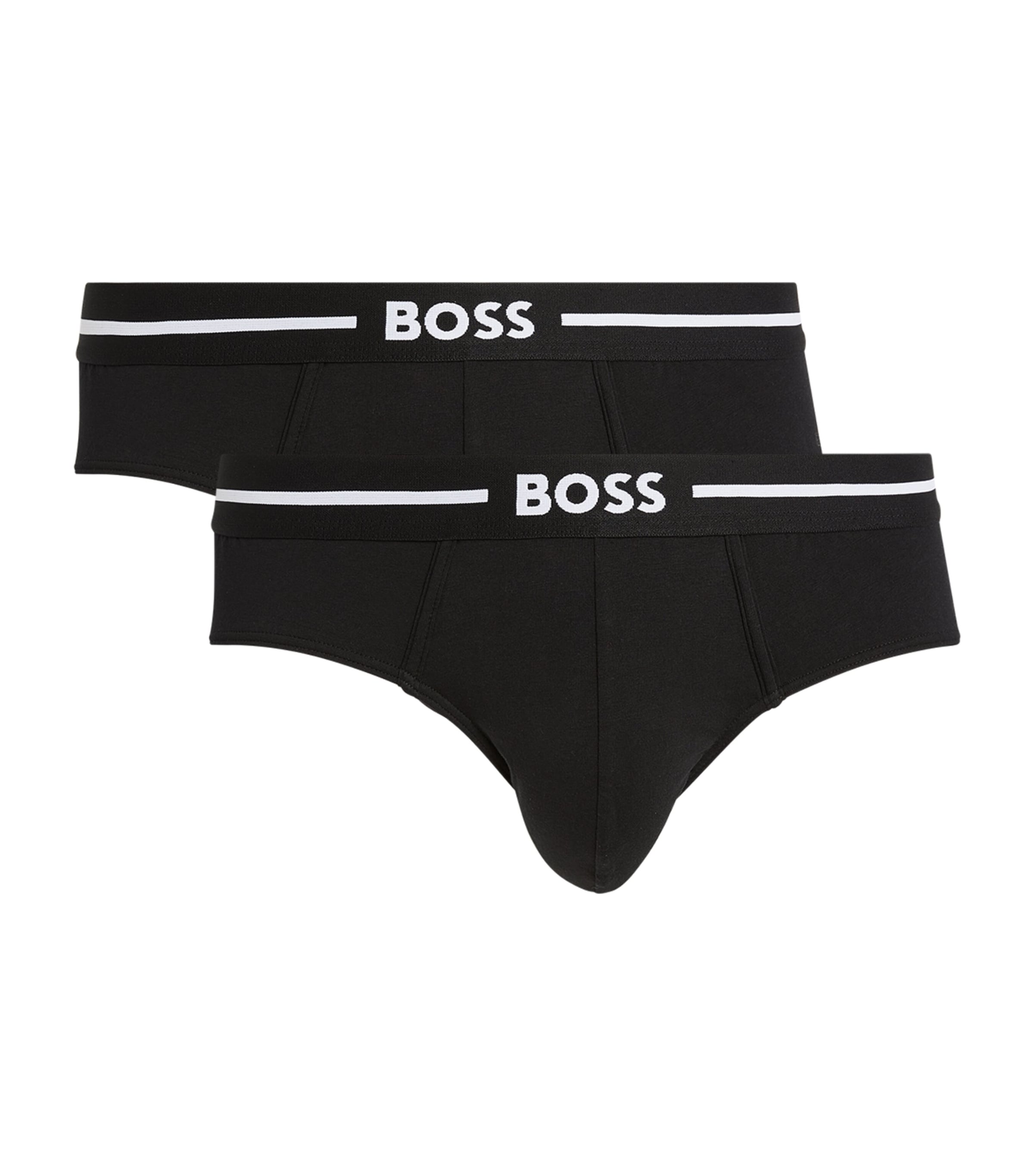 Hugo Boss Stretch-cotton Logo Print Briefs In Black