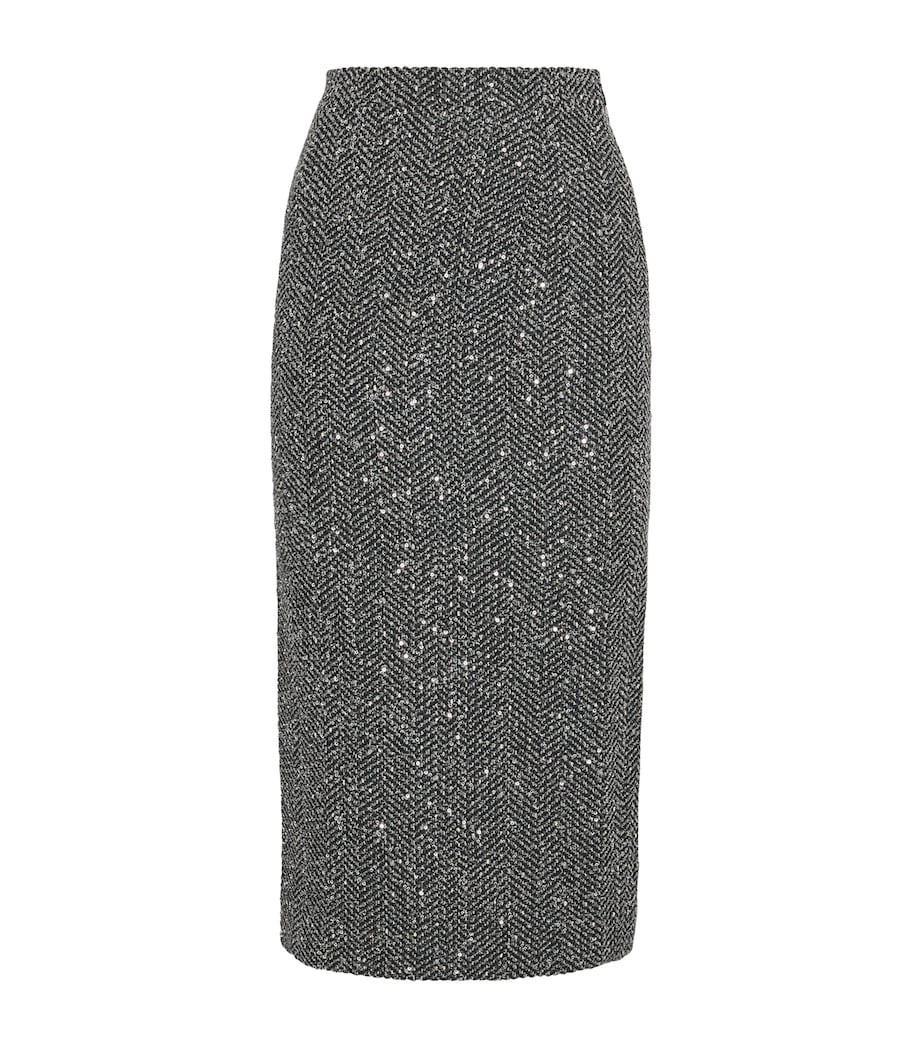 Tweed Embellished Midi Pencil Skirt 1665 GREY MELANGE Image 1