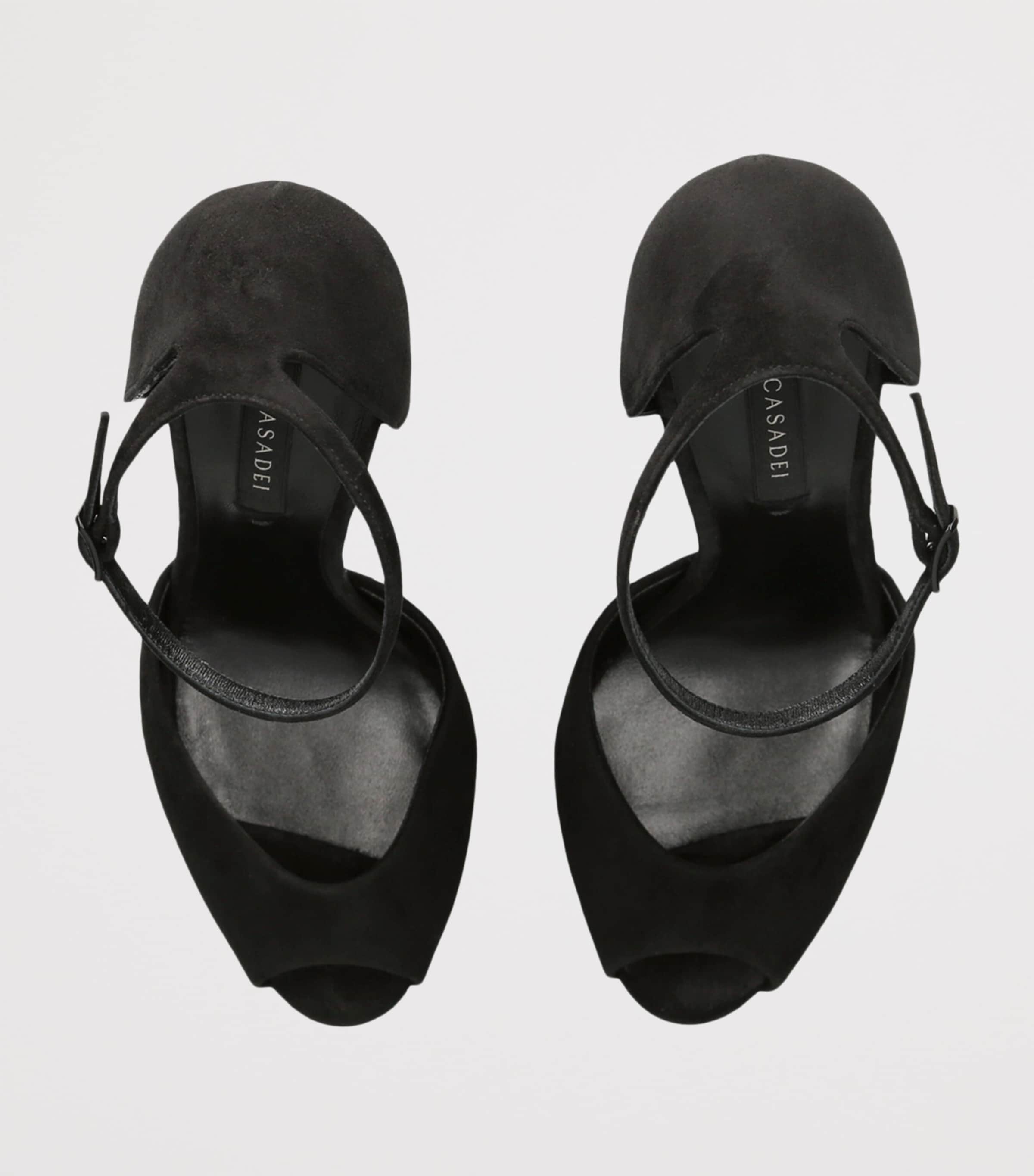 Suede Flora Platform Heels 140 BLACK Image 4