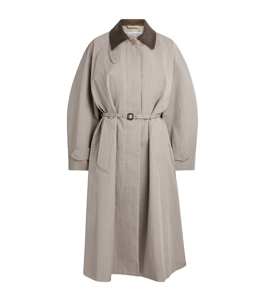 Acne Studios Womens Cotton-Blend Belted Trench Coat Dgr Khaki Grey Image 1