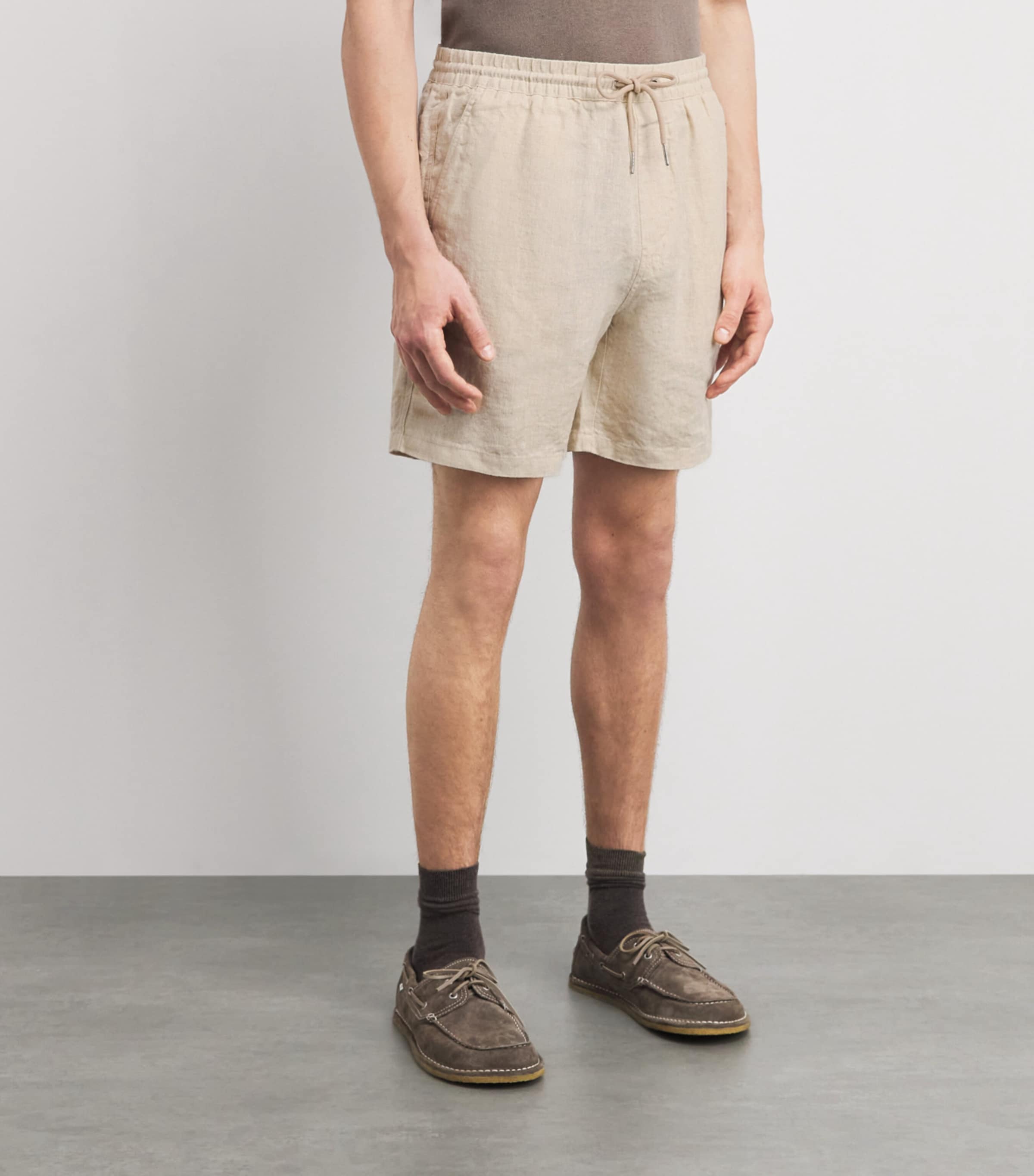 NN07 Mens Linen Drawstring Gregor Shorts Oat Image 4