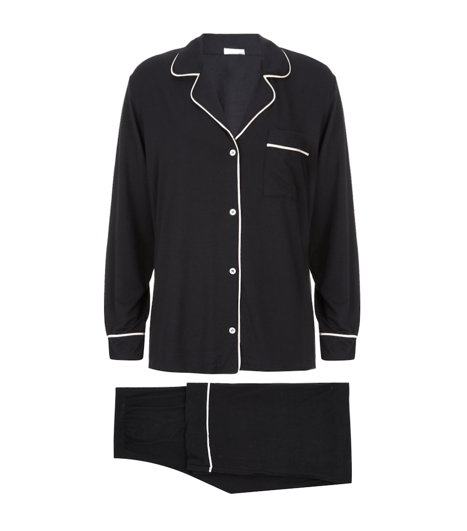 Gisele Long Piped Pyjama Set BLACK/SORBET PINK Image 1