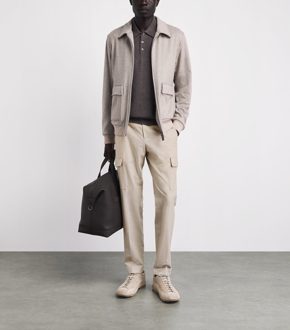 Marco Pescarolo Womens Stretch-Cashmere Drawstring Cargo Trousers Beige Image 2