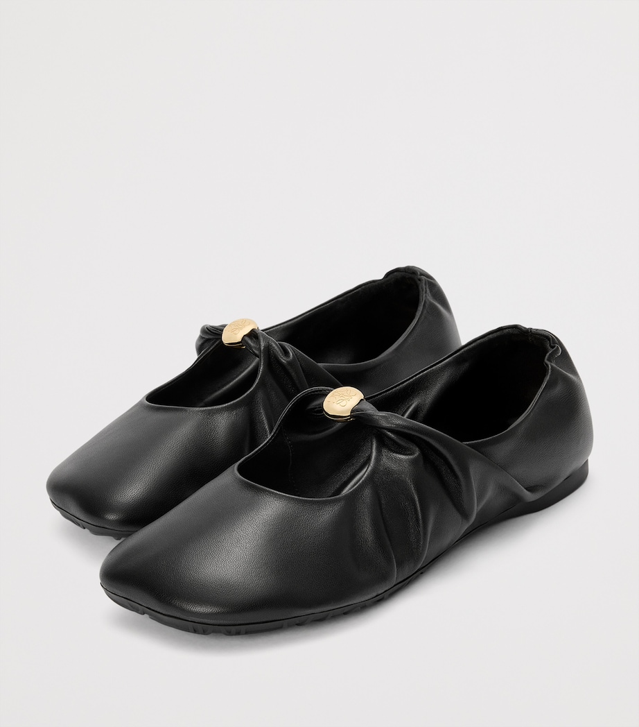 Leather Pebble Soft Ballet Flats BLACK Image 4