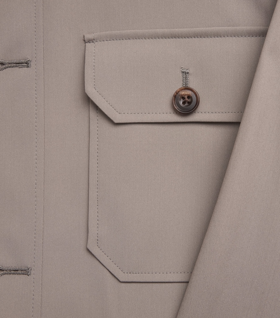 Corneliani Mens Water-Repellent Techwool Overshirt Natural / Beige Image 6