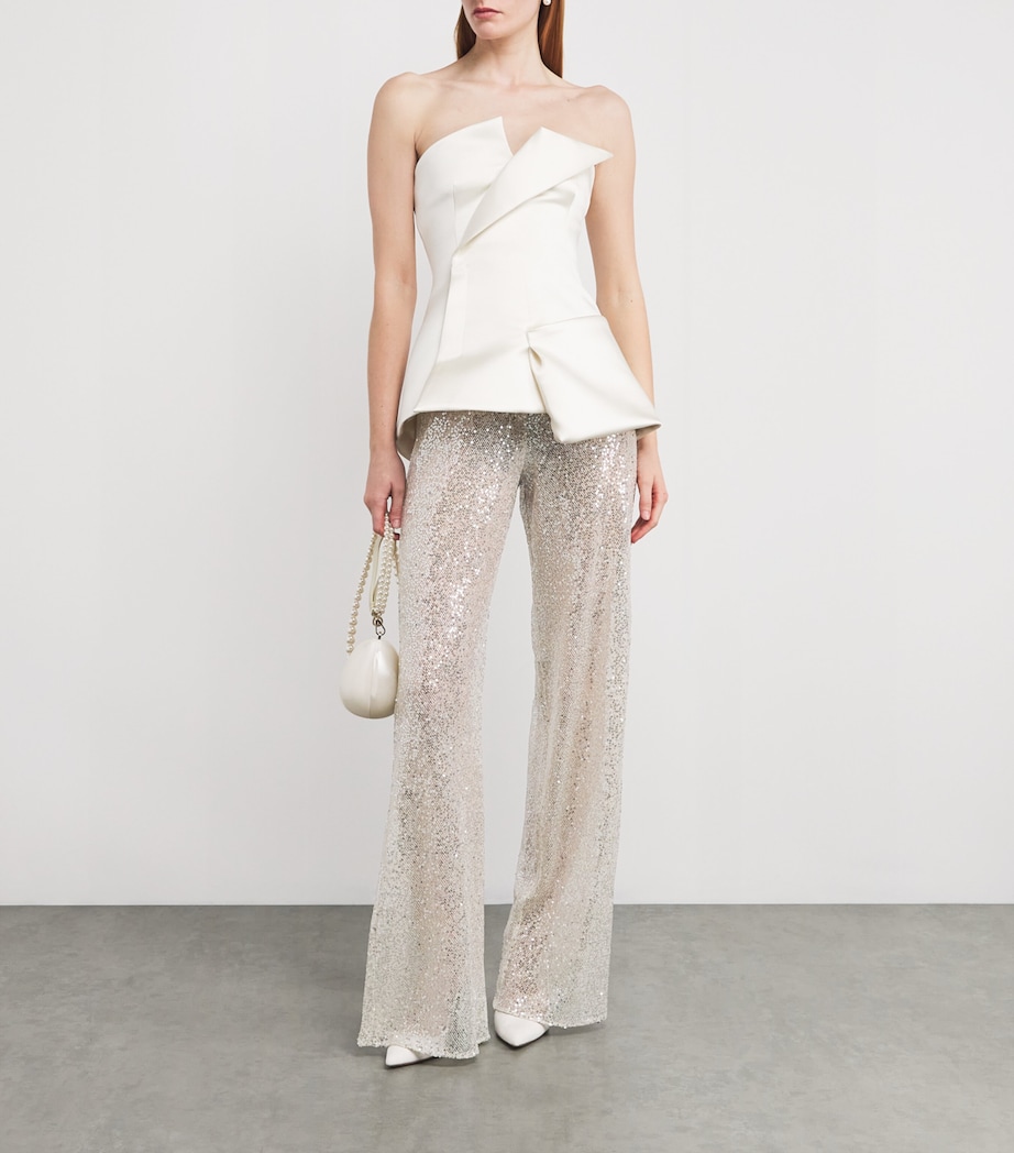 Embellished Wide-Leg Marlene Trousers CHAMPAGNE Image 2