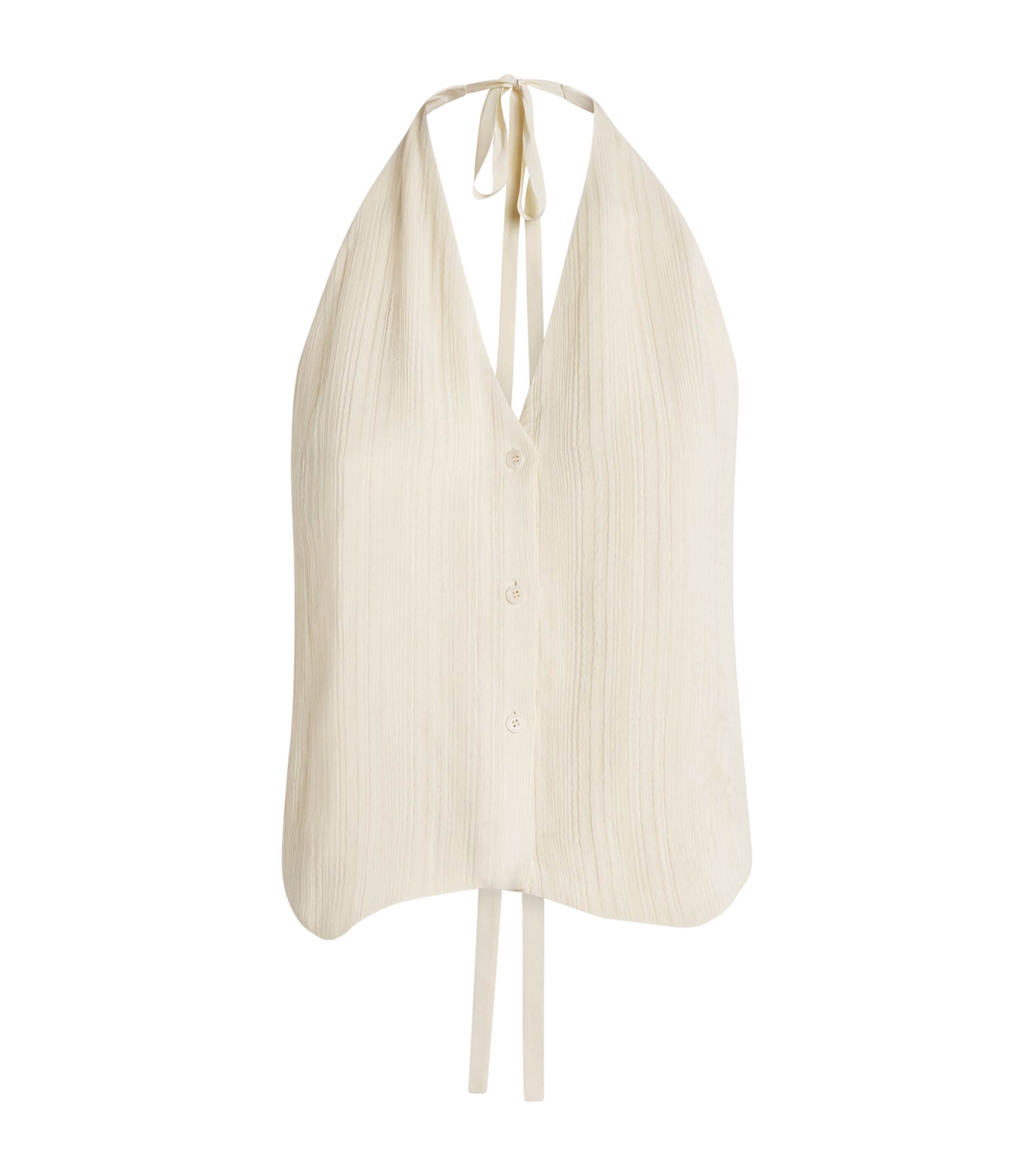 Joseph Pleated Jacquard Suez Waistcoat In White