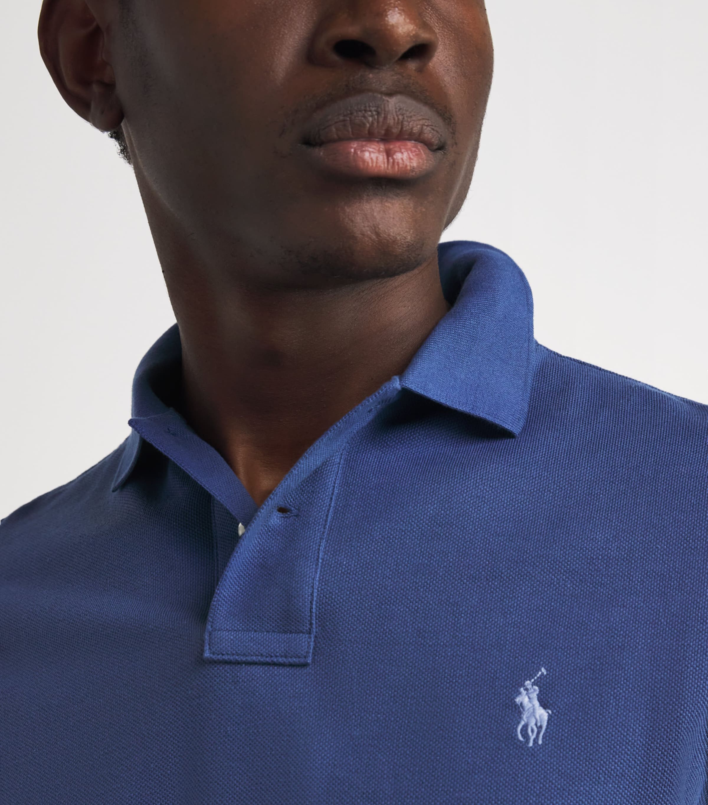 Cotton Mesh Custom-Fit Polo Shirt BLUE Image 6