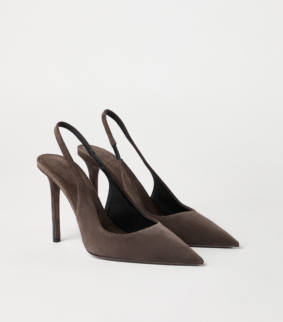 Suede Monili-Detail Slingback Pumps C7284 Image 2