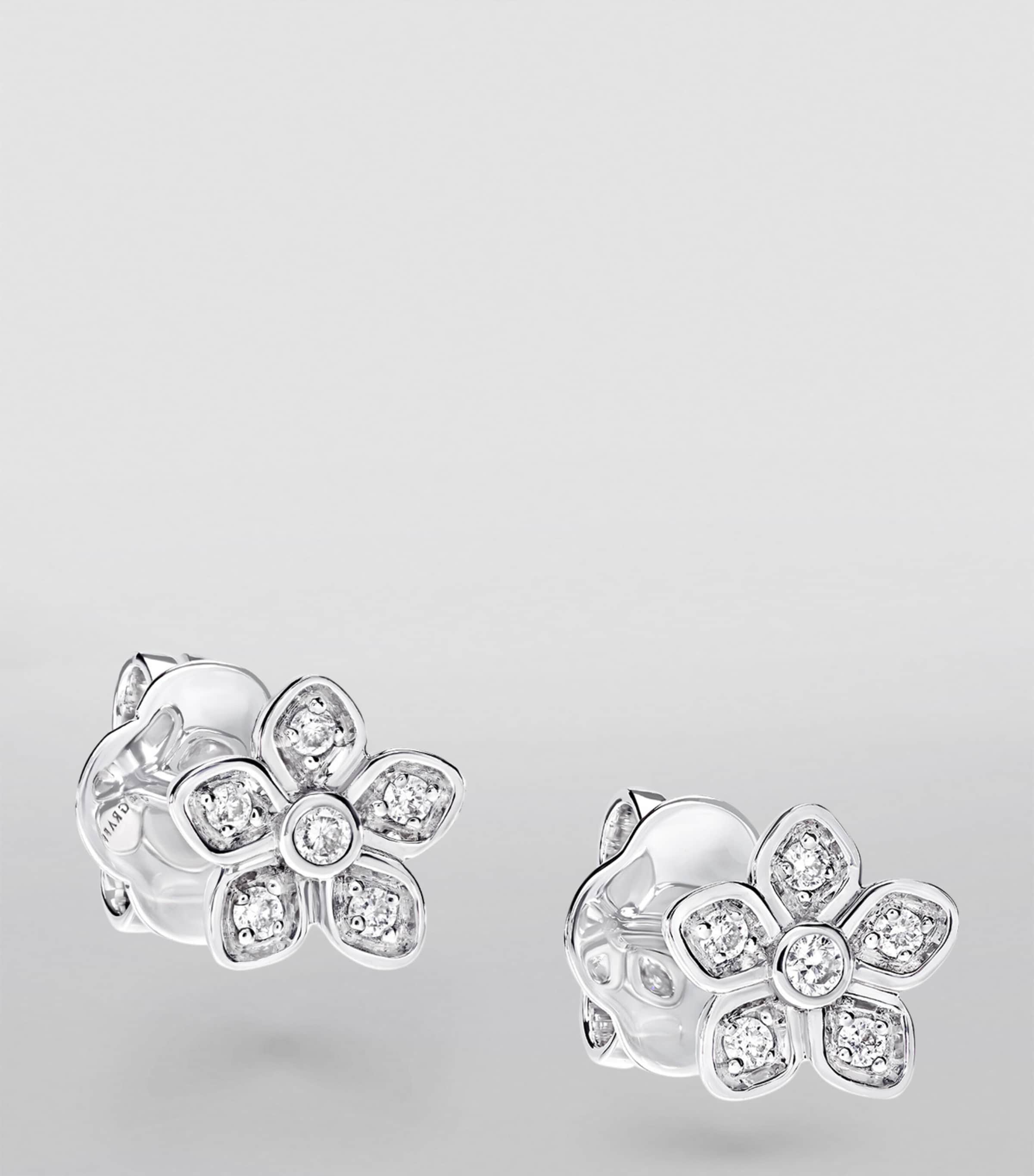 White Gold and Diamond Wild Flower Stud Earrings WHITE GOLD Image 3