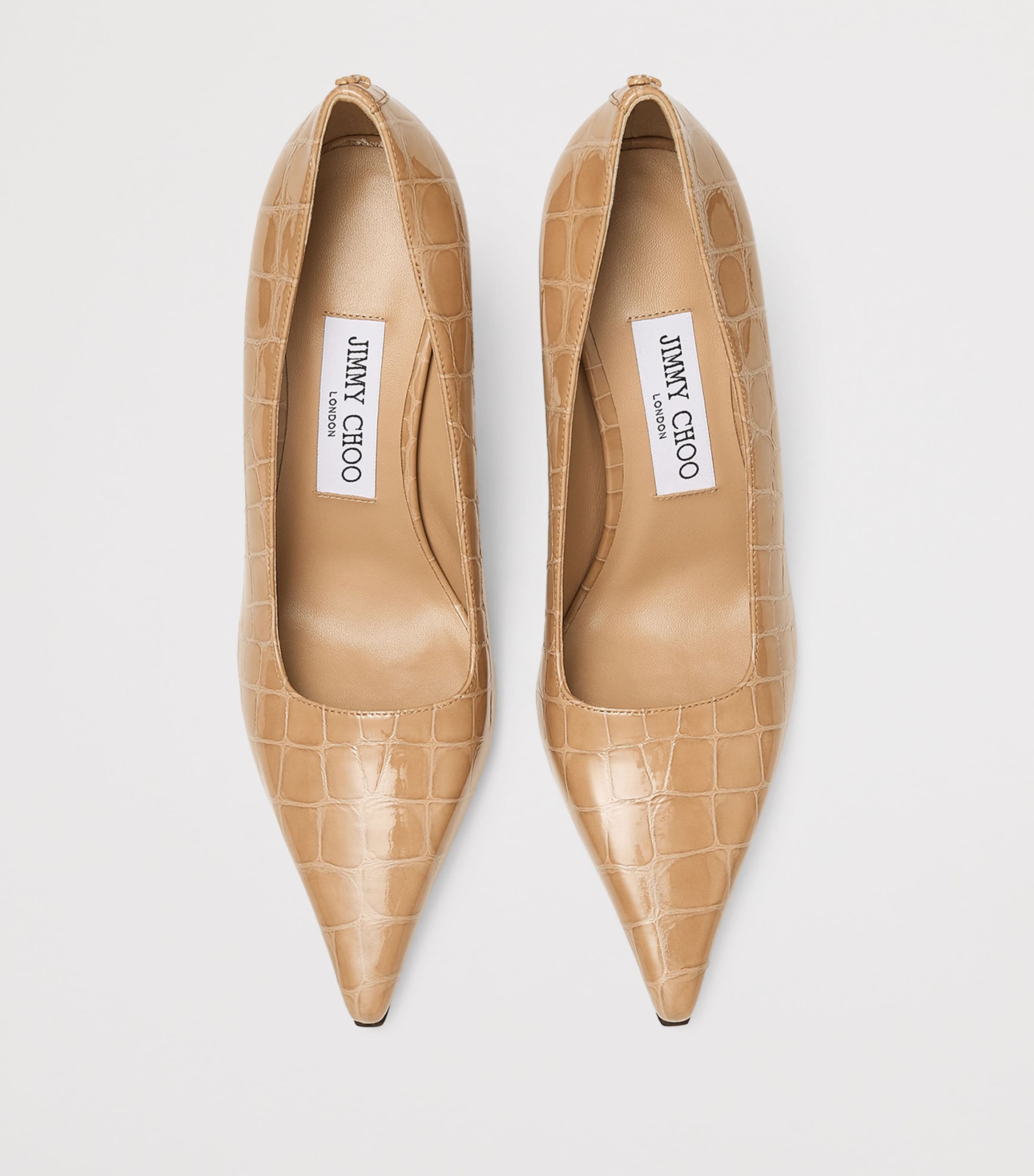 Ixia 80 Croc-Embossed Leather Pumps CHAI Image 3