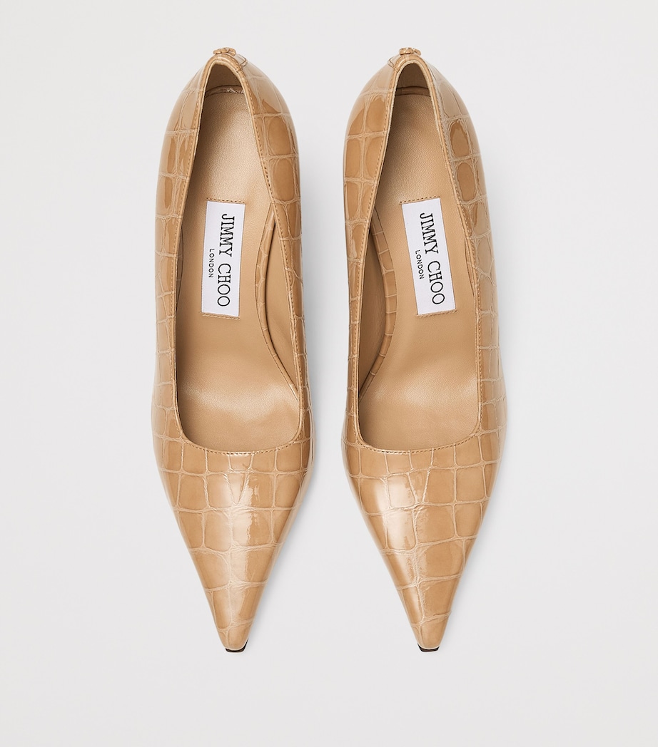 Ixia 80 Croc-Embossed Leather Pumps CHAI Image 3