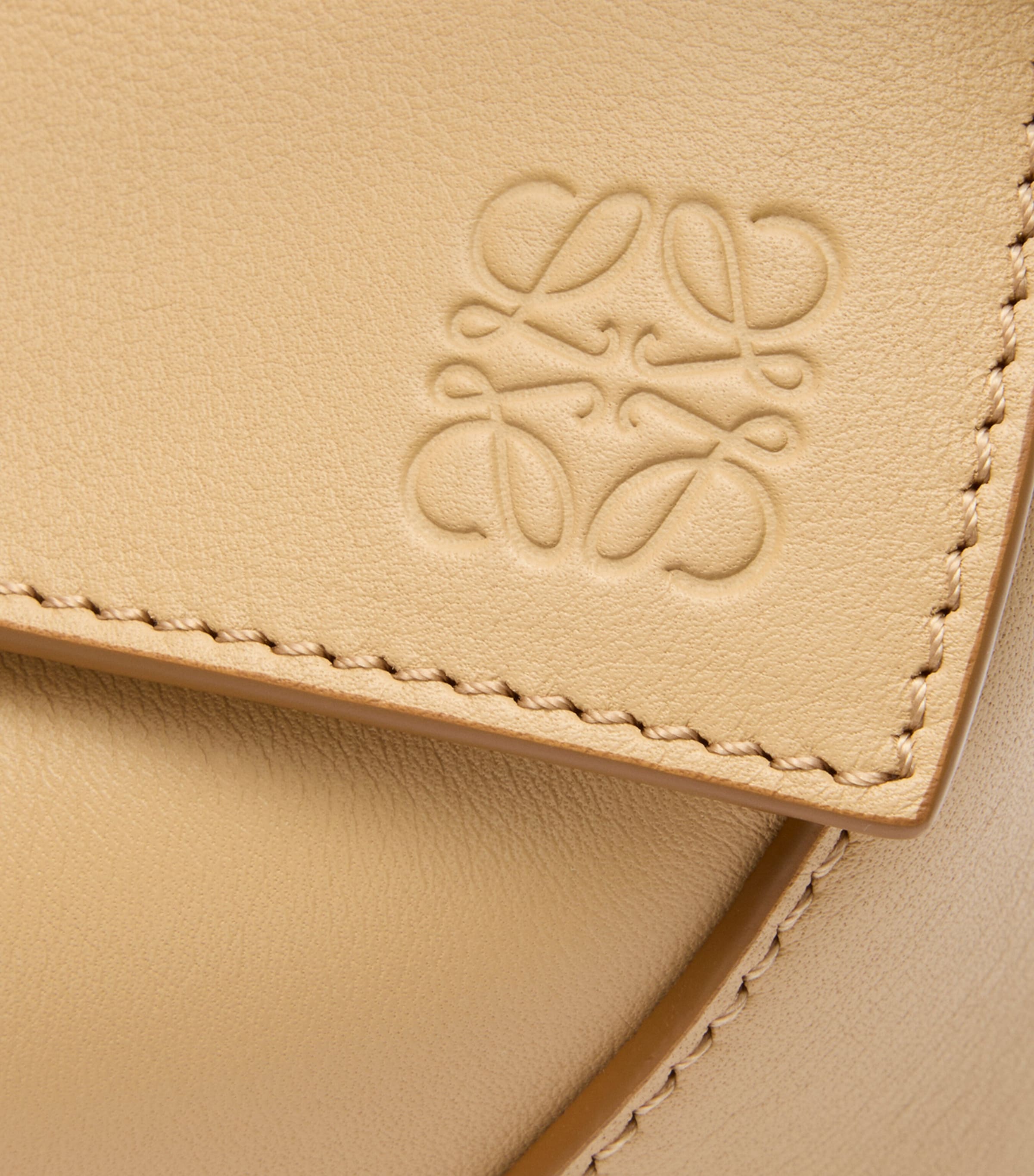 LOEWE Beige Small Leather Puzzle Edge Top-Handle Bag | Harrods US