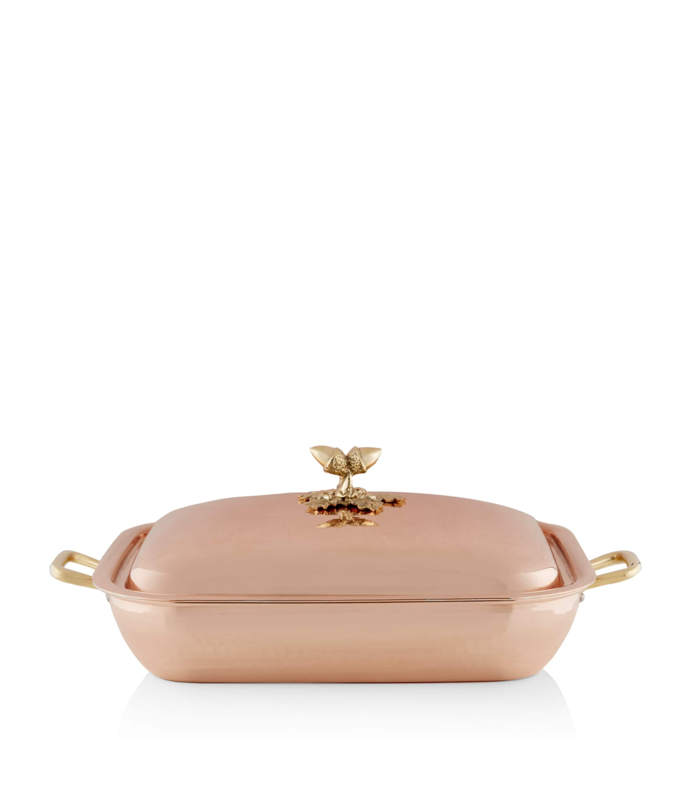 Shop Ruffoni Historia Hammered Copper Roasting Pan With Lid In Metallic