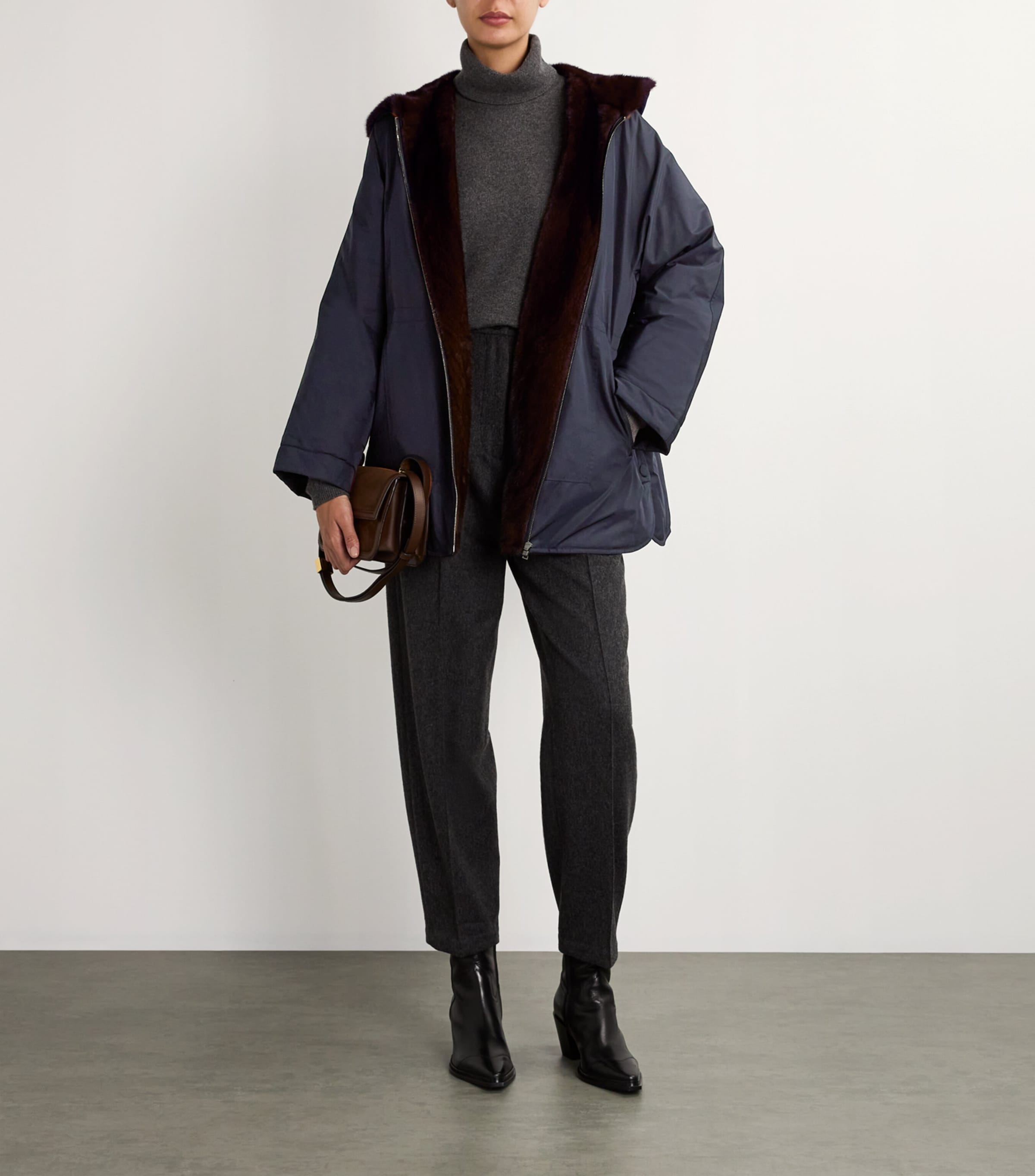 Yves Salomon Blue Long-Haired Mink-Lined Technical Jacket | Harrods US