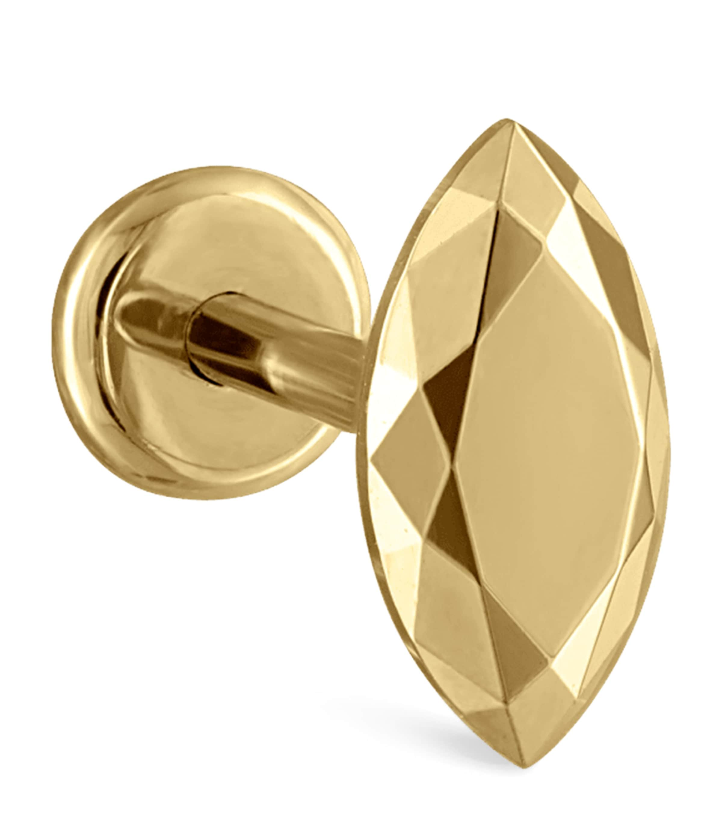 Shop Maria Tash Faceted Marquise Threaded Stud Single Earring In Gold