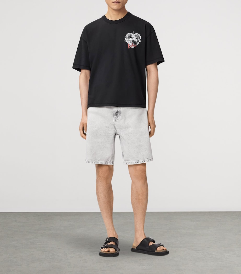 AllSaints Mens Organic Cotton Reflect T-Shirt Washed Black Image 2