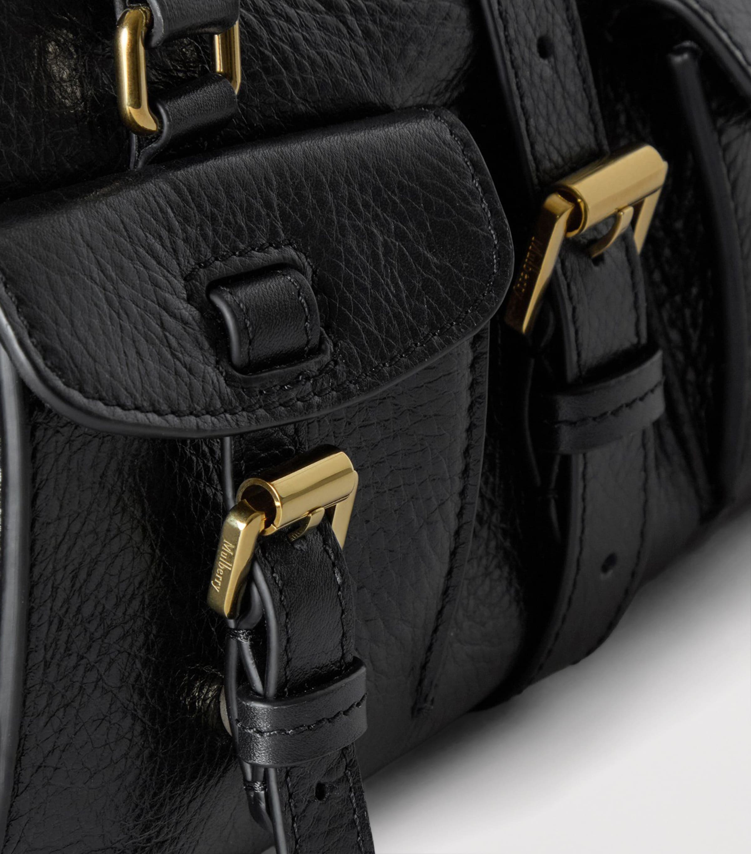 Small Leather Roxanne Top-Handle Bag BLACK Image 4