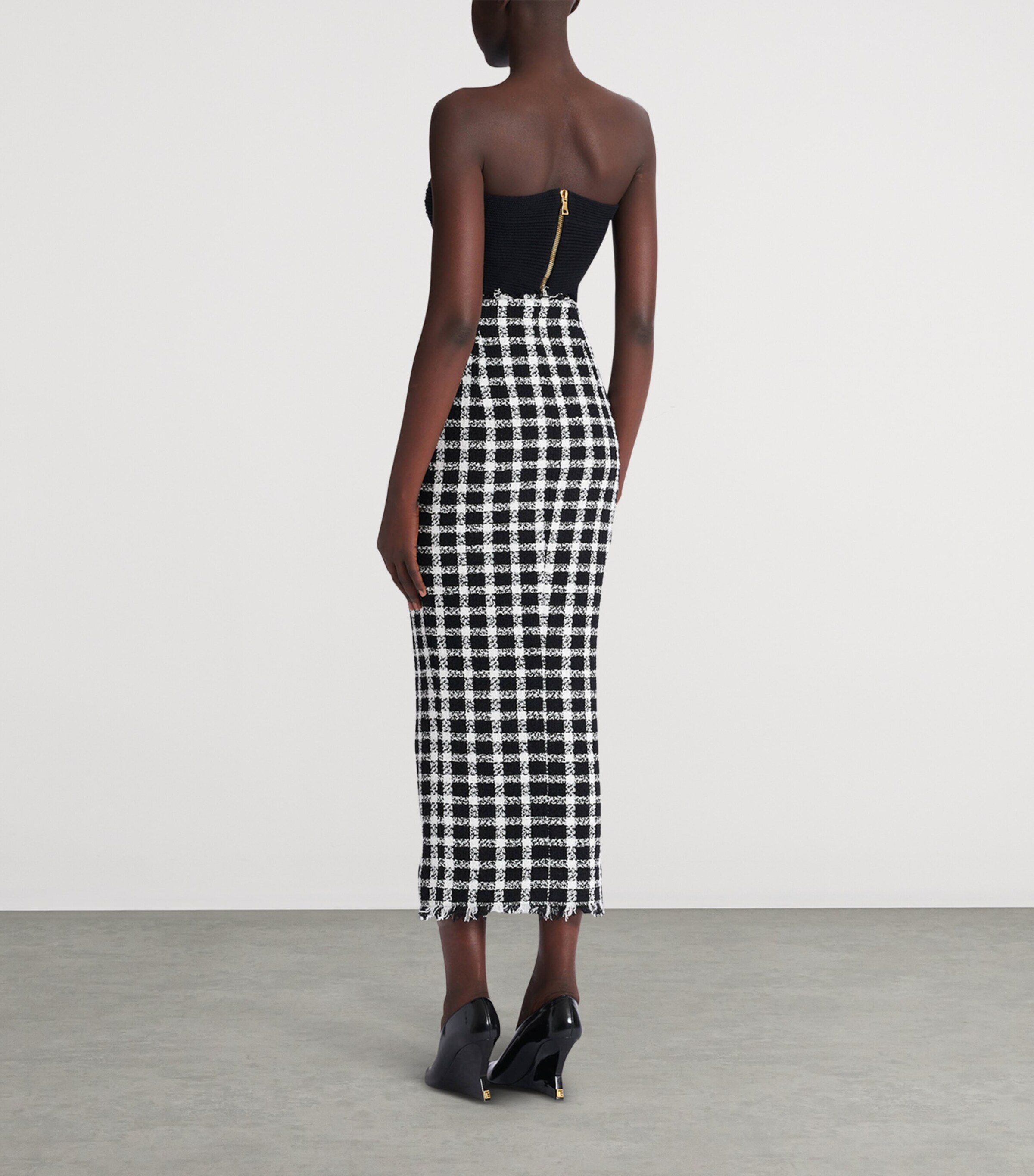 Tweed Gingham Maxi Skirt EAB NOIR/BLANC Image 6