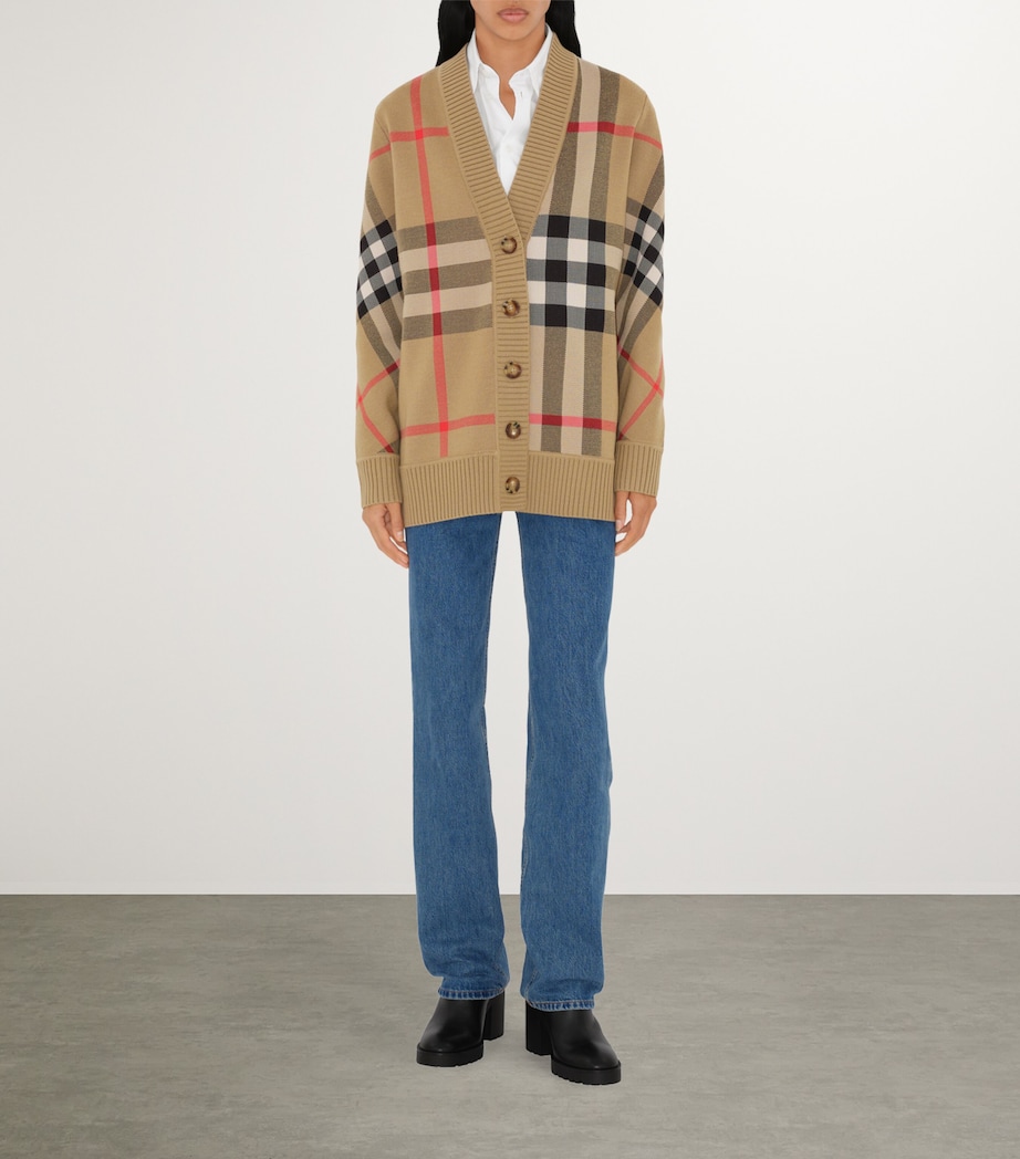 Wool-Blend Check Cardigan ARCHIVE BEIGE Image 5