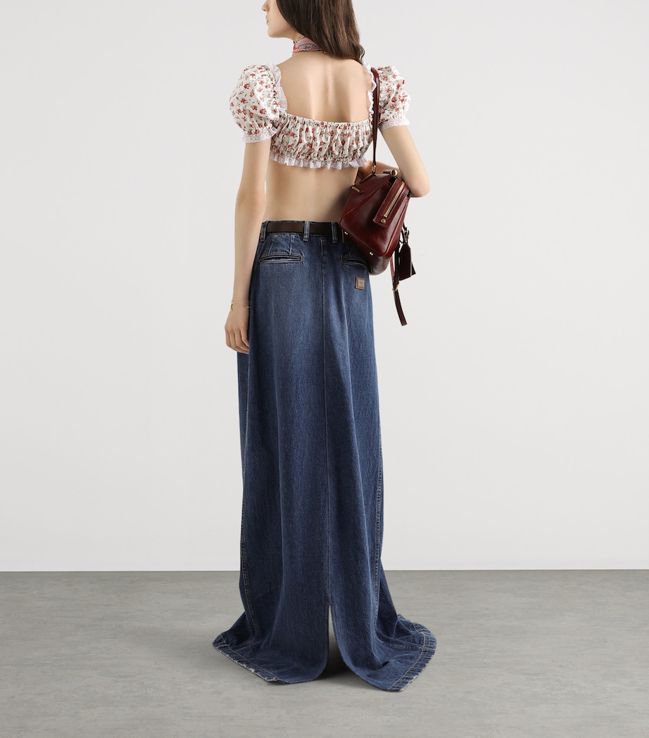 Dolce&Gabbana Womens Cotton-Blend Floral Crop Top Rose Image 3
