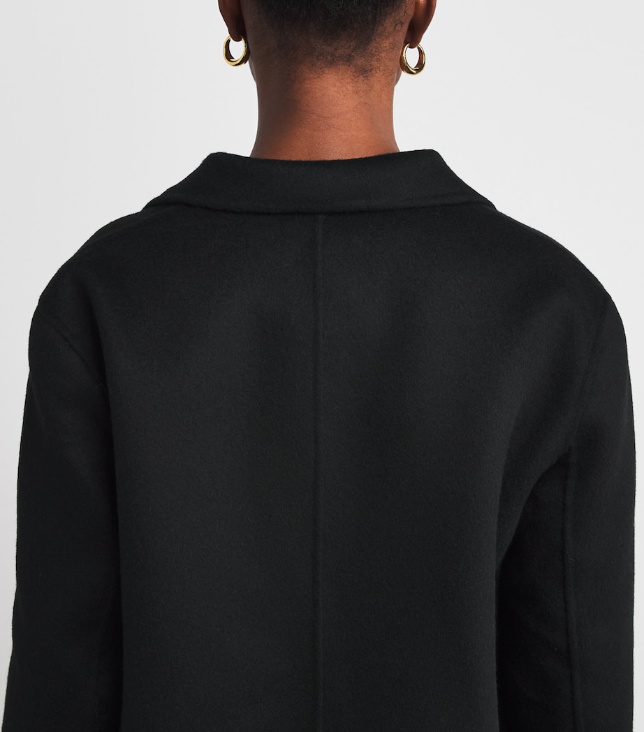 Wool Scarf-Detail Short Coat BLACK Image 6