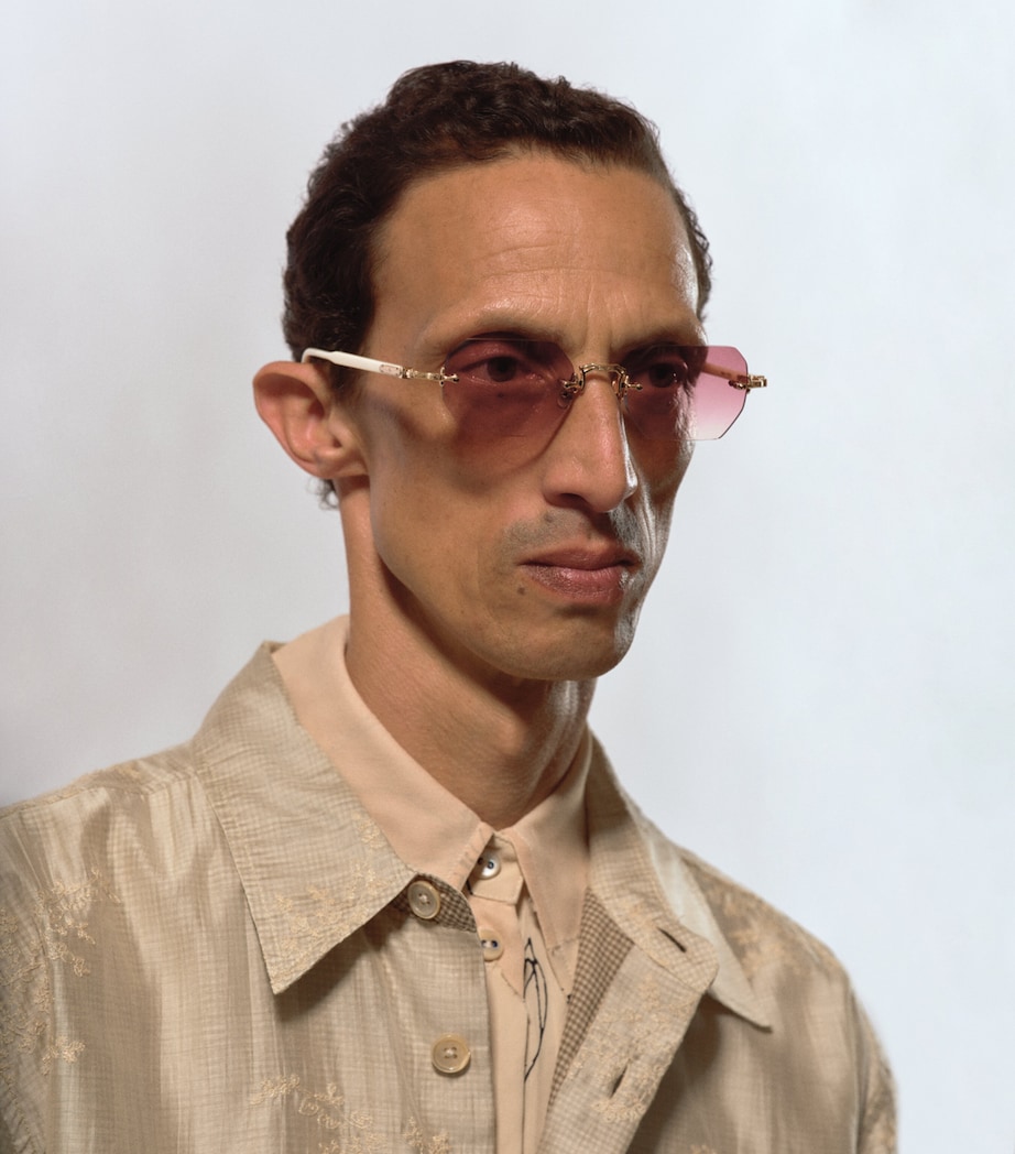 Matsuda M5010 Octagonal Sunglasses Brshd Gld Mlk Wt Ros Image 2