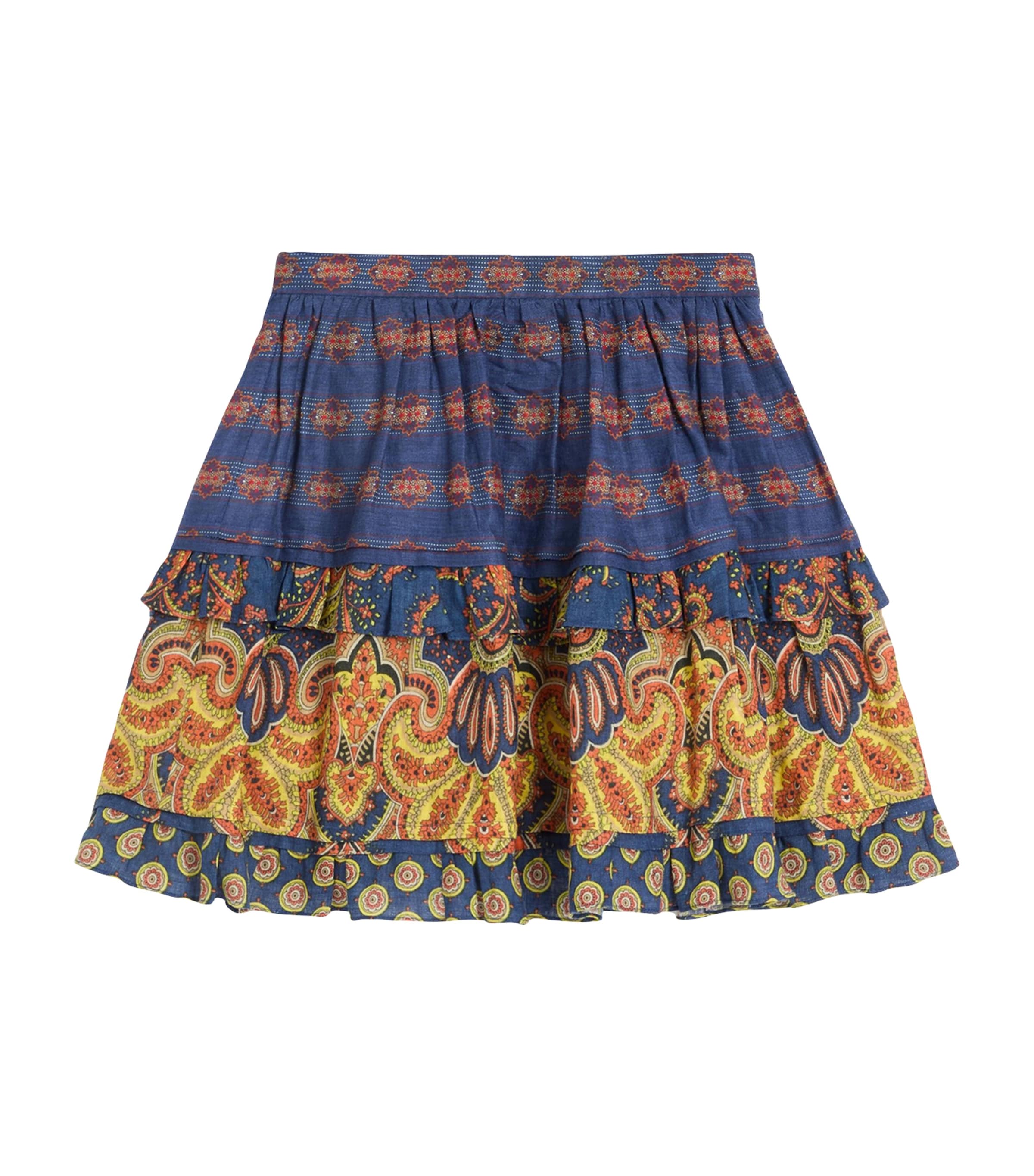 Shop Valentino Linen Tiered Mini Skirt