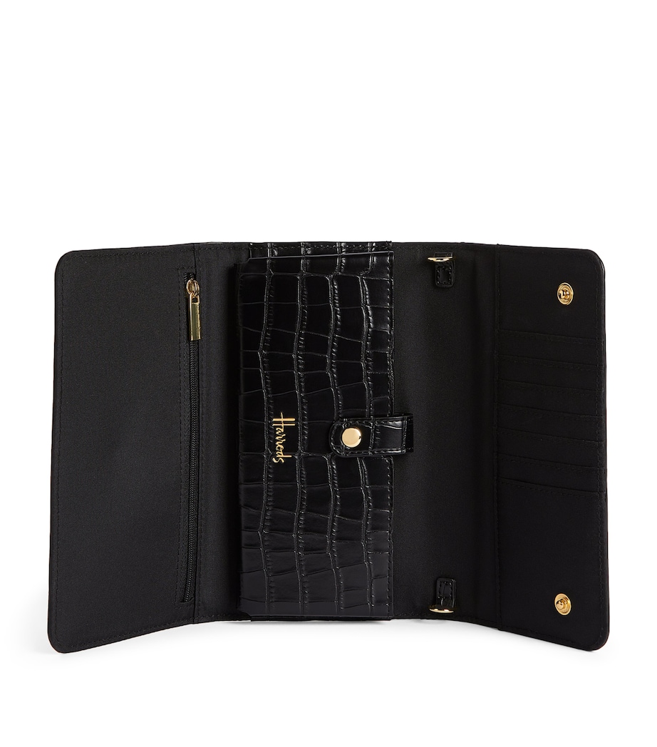 Harrods Croc-Embossed Oxford Chain Wallet Black Image 2