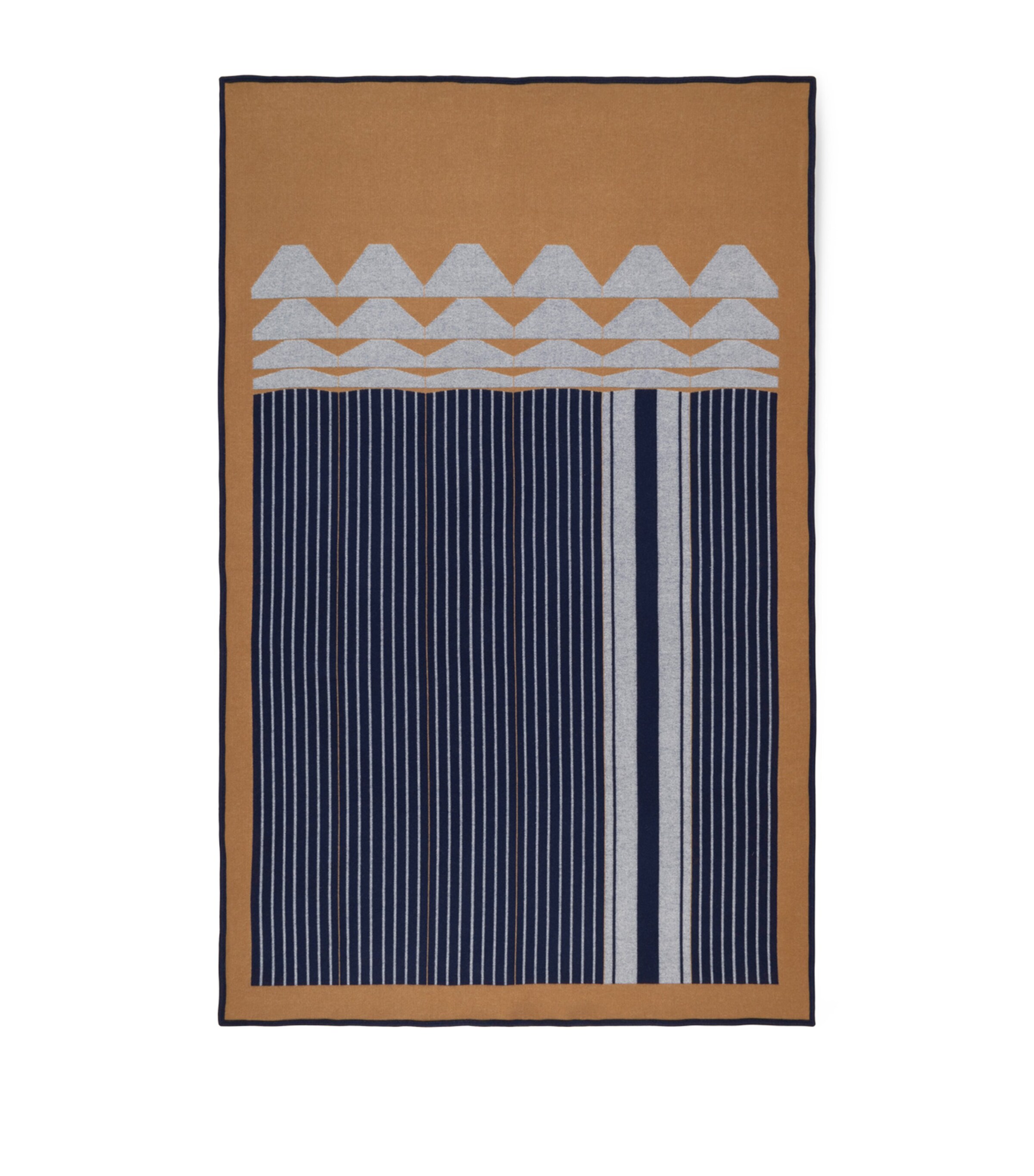 Frette Wool-Cashmere Deco 002 Throw (135cm x 220cm) Blue/cream Image 2