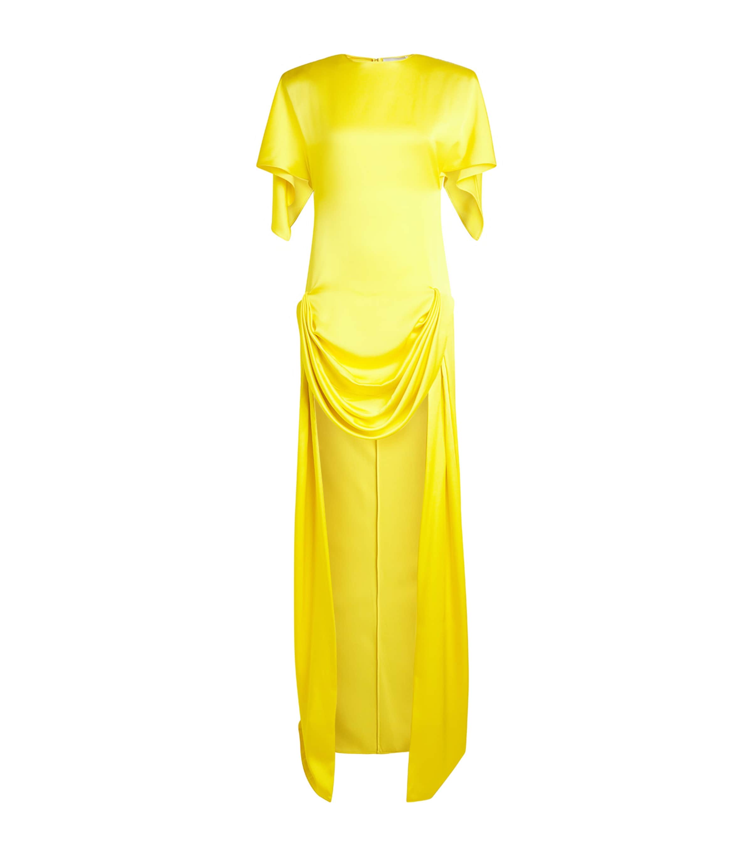 Stella McCartney Womens Satin Draped Maxi Dress Bright Yellow Image 1