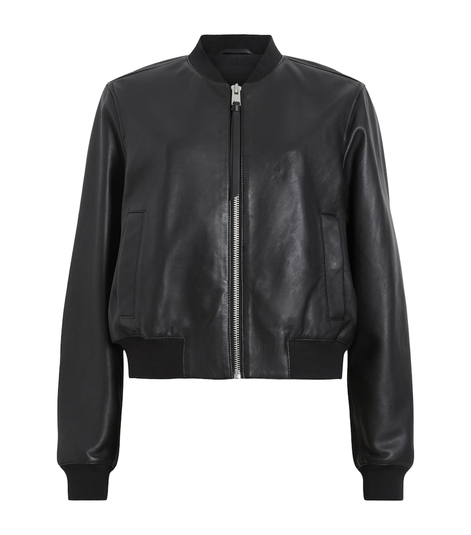 Leather Orten Bomber Jacket BLACK Image 1